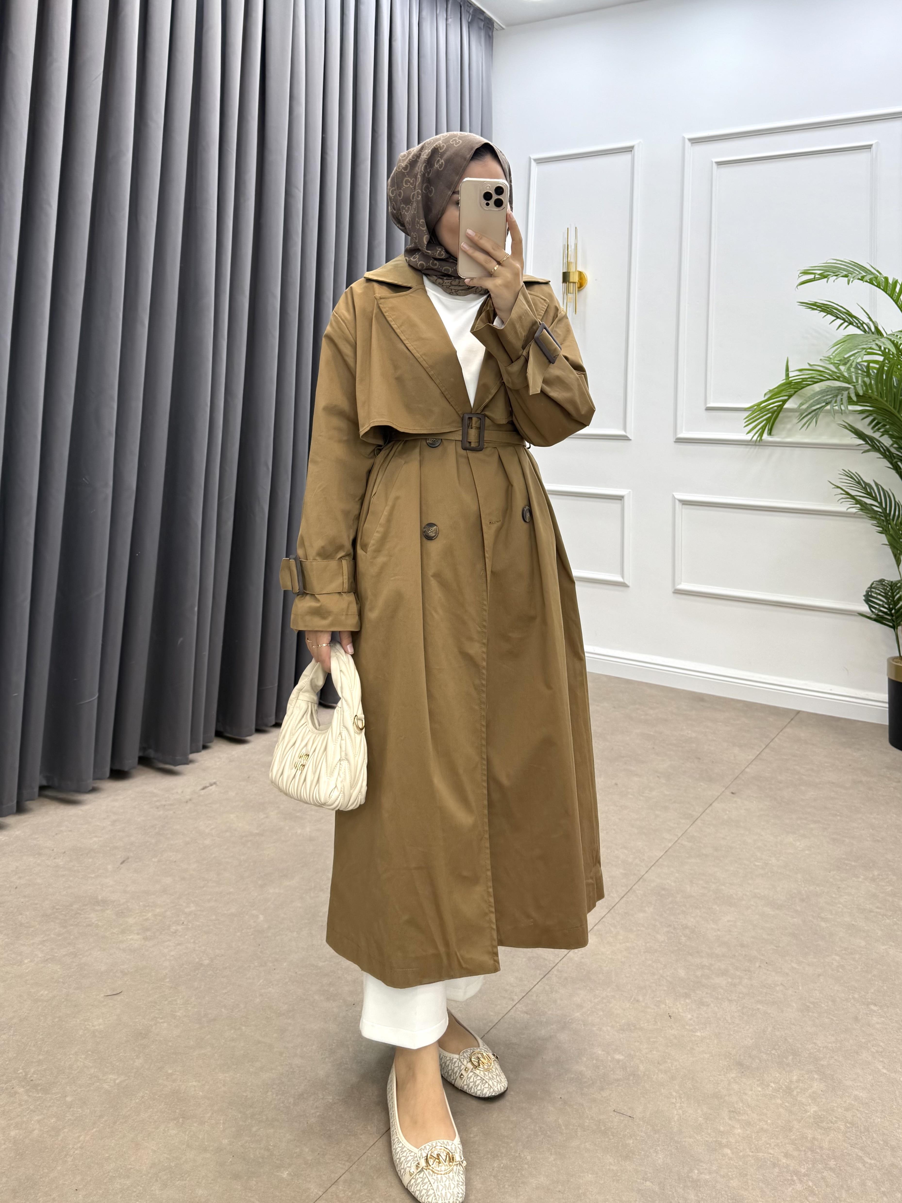 DÖRT DÜĞMELİ STANDART TRENÇKOT CAMEL