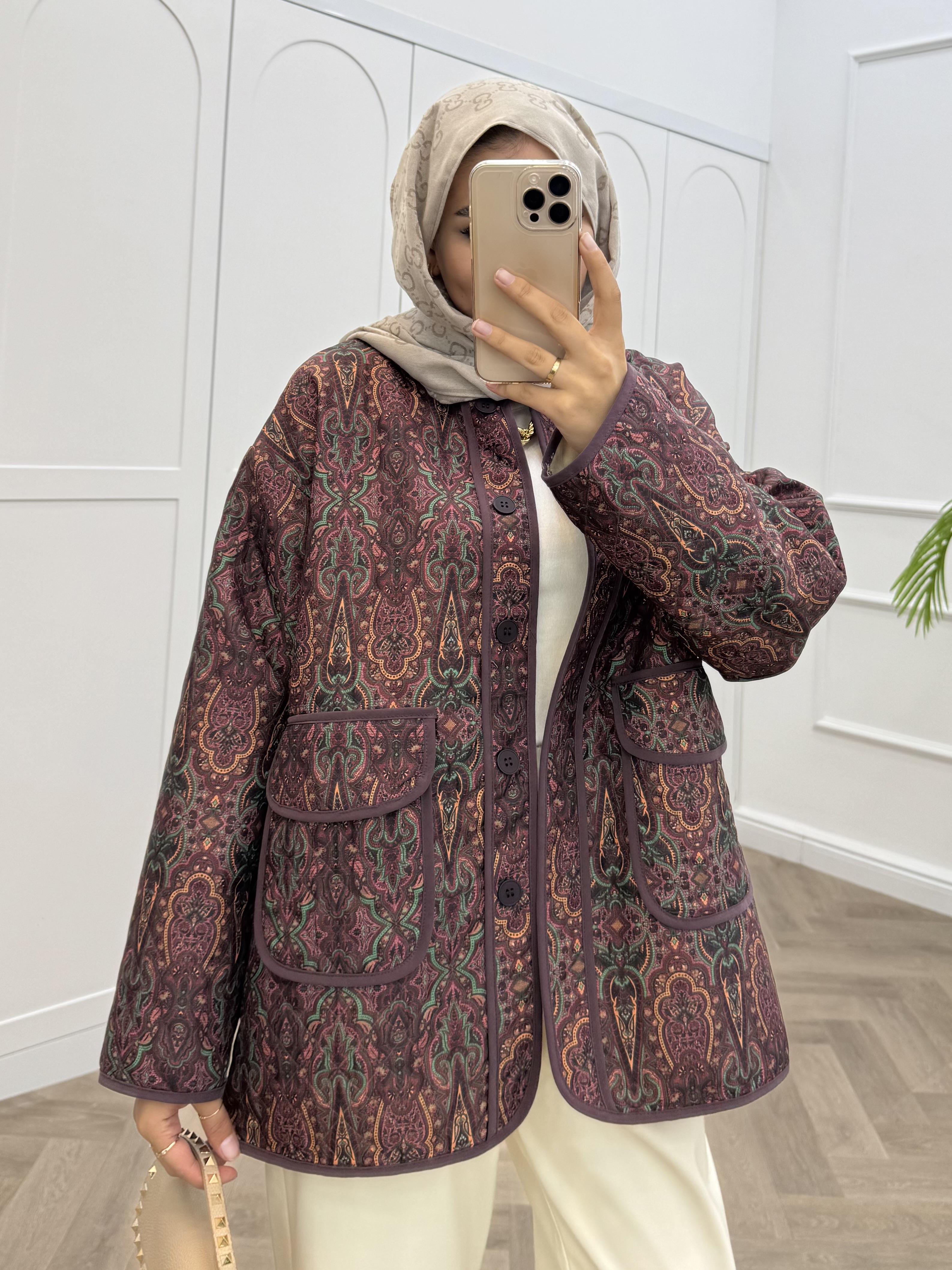 ETNİK DESEN CEKET BORDO