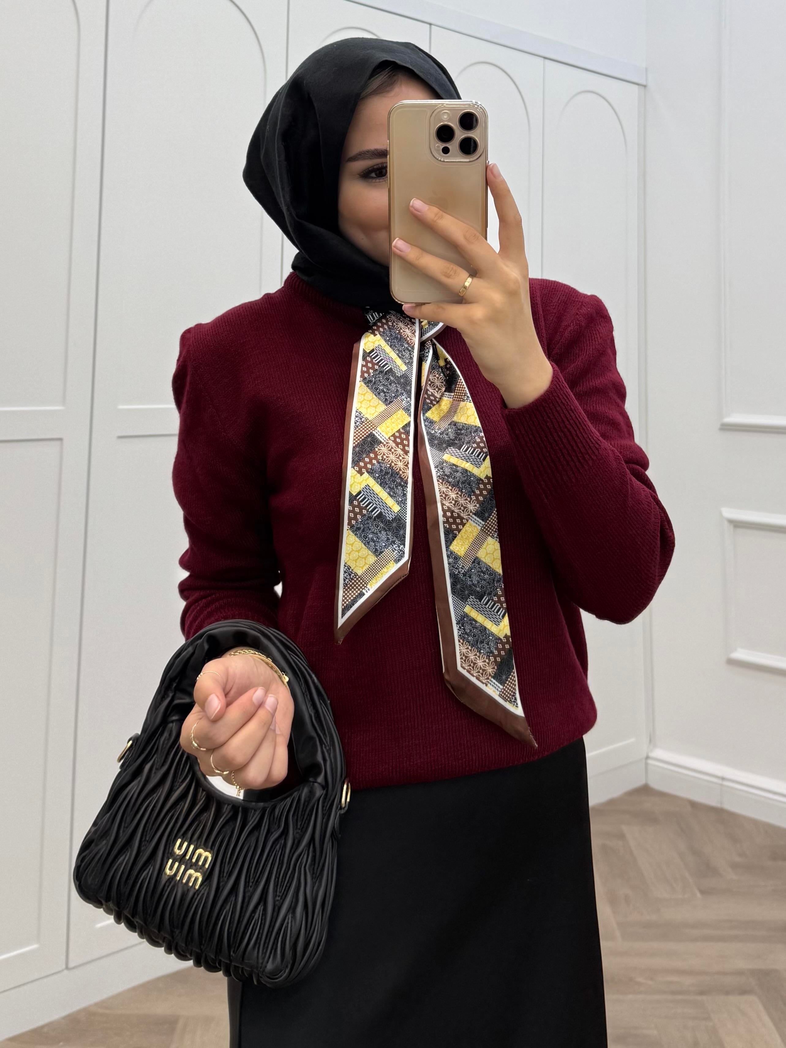 FULAR DETAYLI KAZAK BORDO