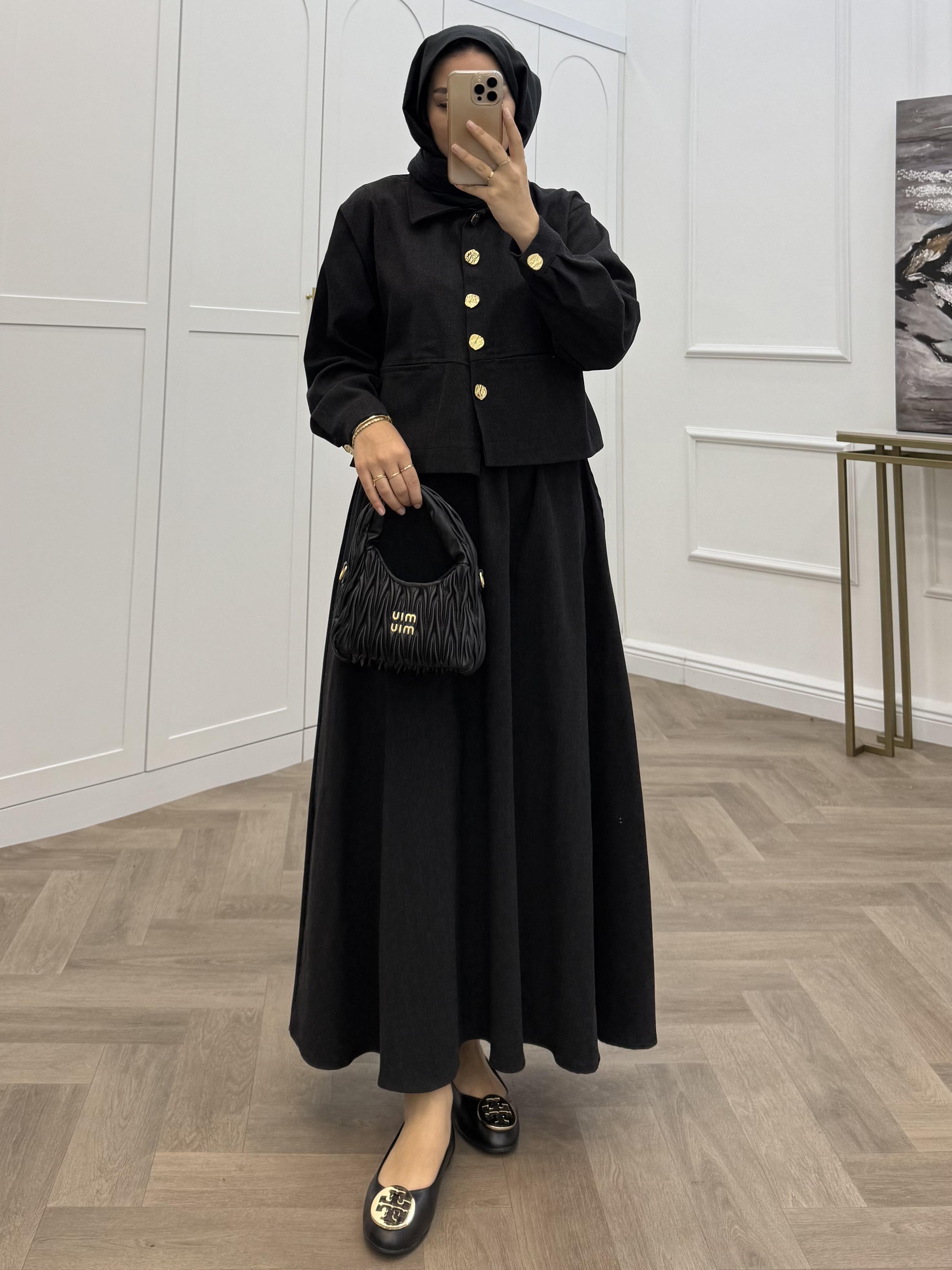 GOLD DÜĞMELİ MODAL TAKIM SİYAH