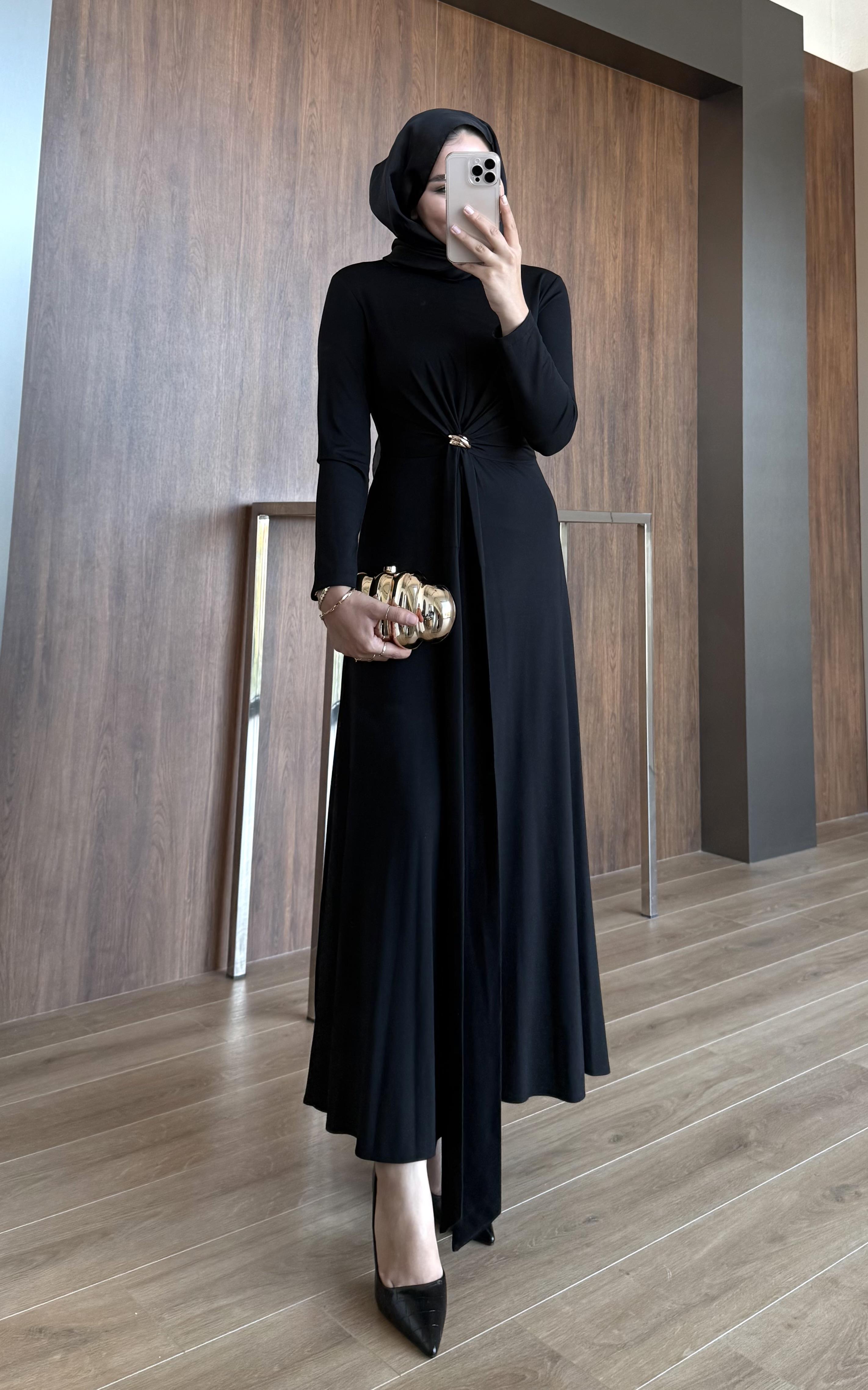 GOLD TOKALI SANDY ELBİSE SİYAH