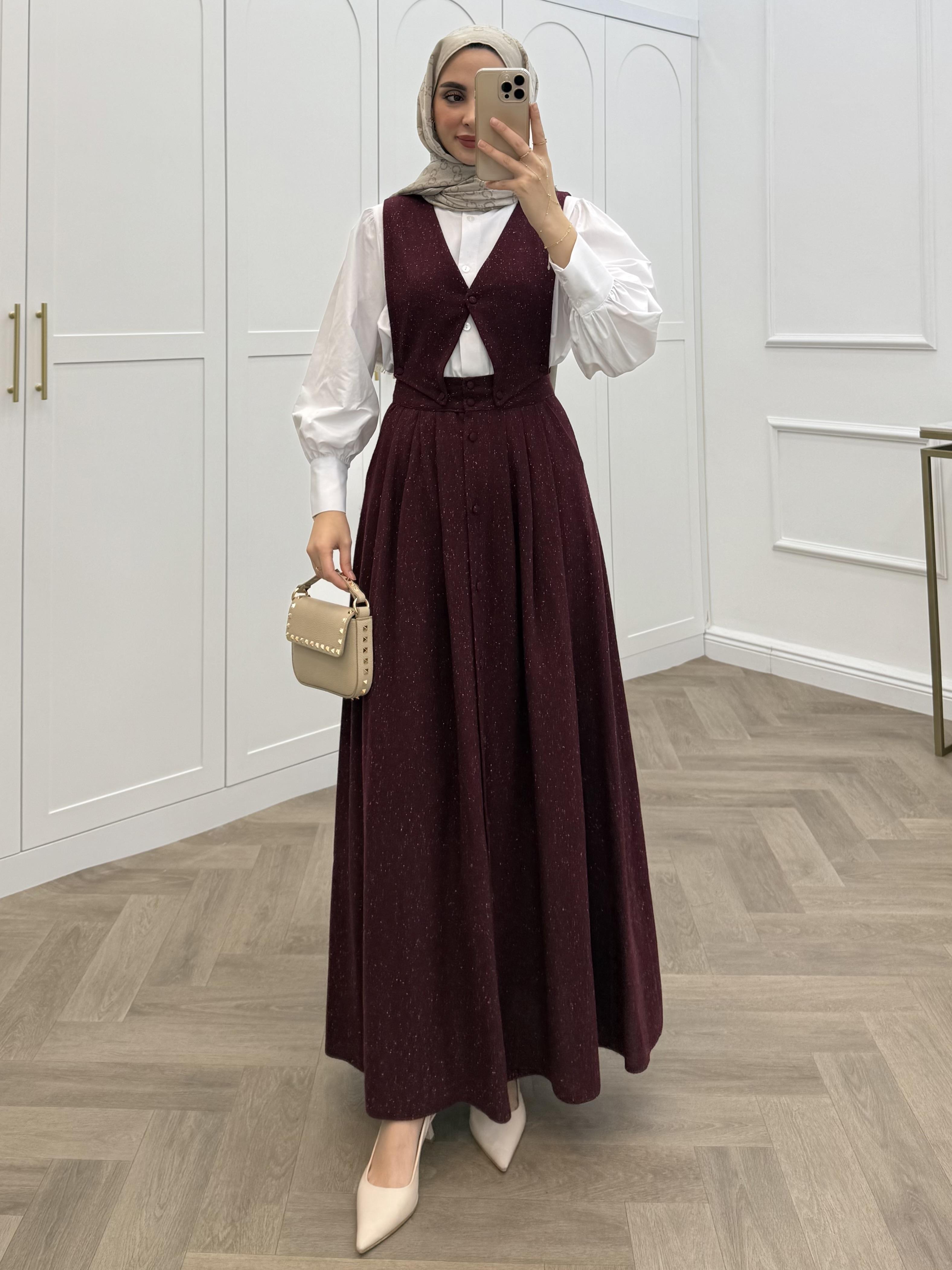 GÖMLEKLİ YELEKLİ TAKIM BORDO