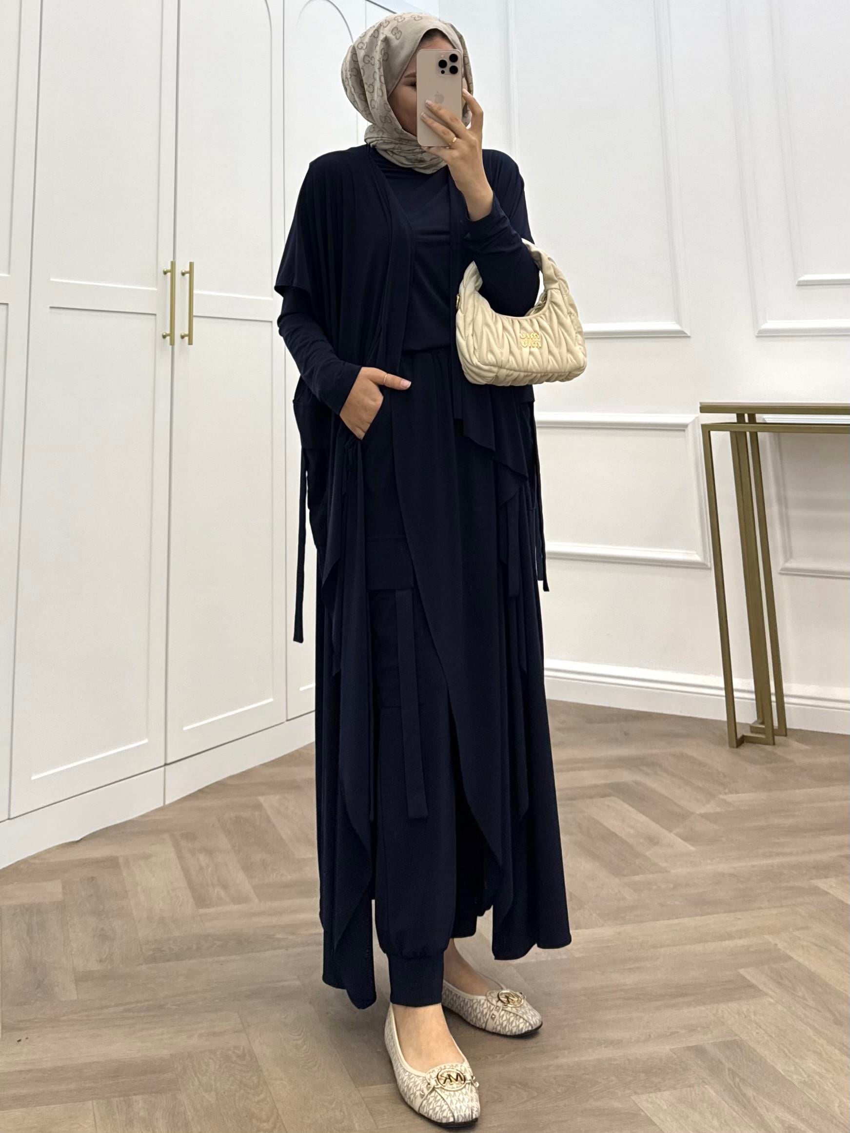 HERA YELEKLİ ÜÇLÜ SANDY TAKIM LACİVERT 