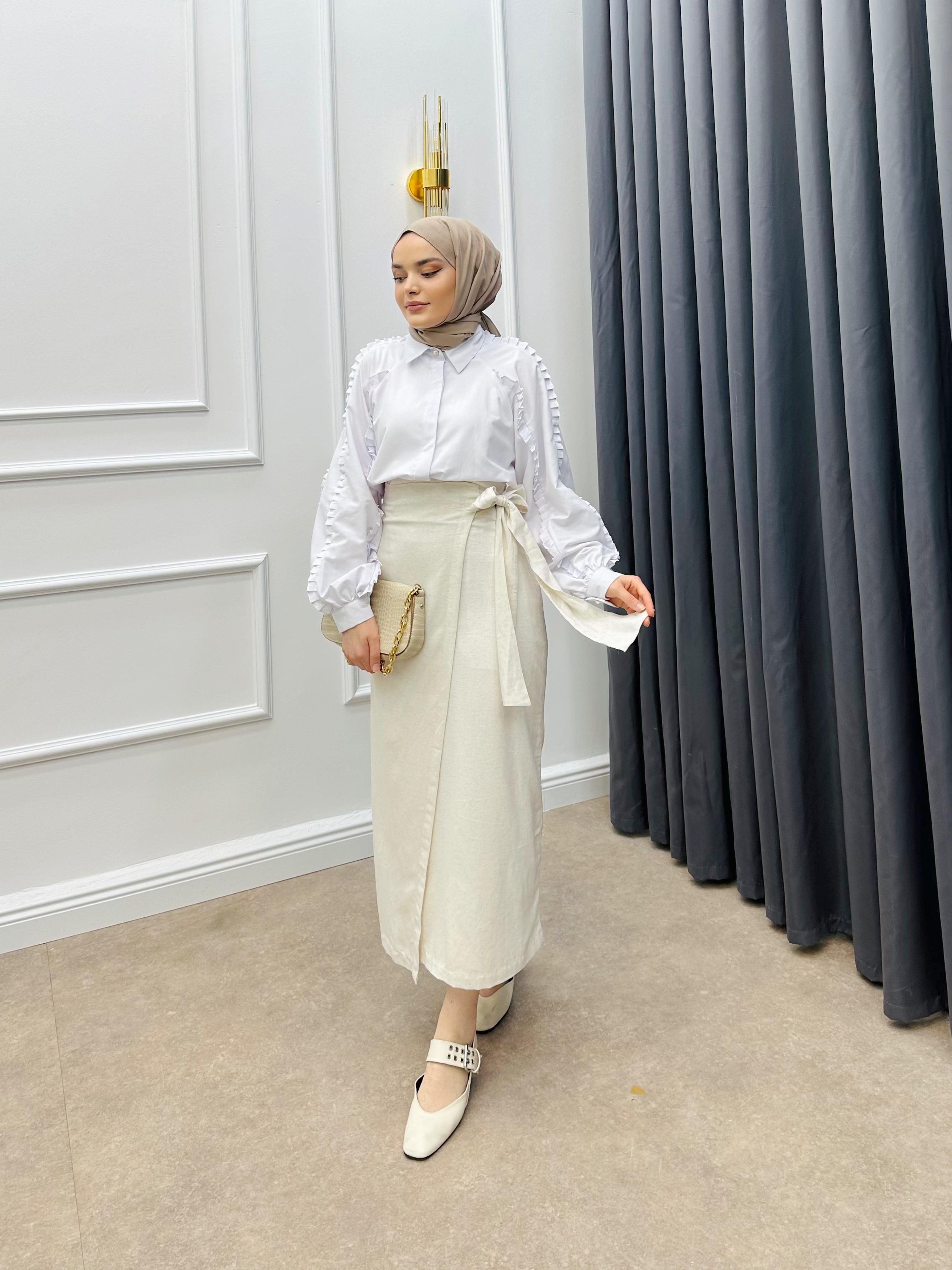 KETEN BAĞLAMALI ETEK BEJ