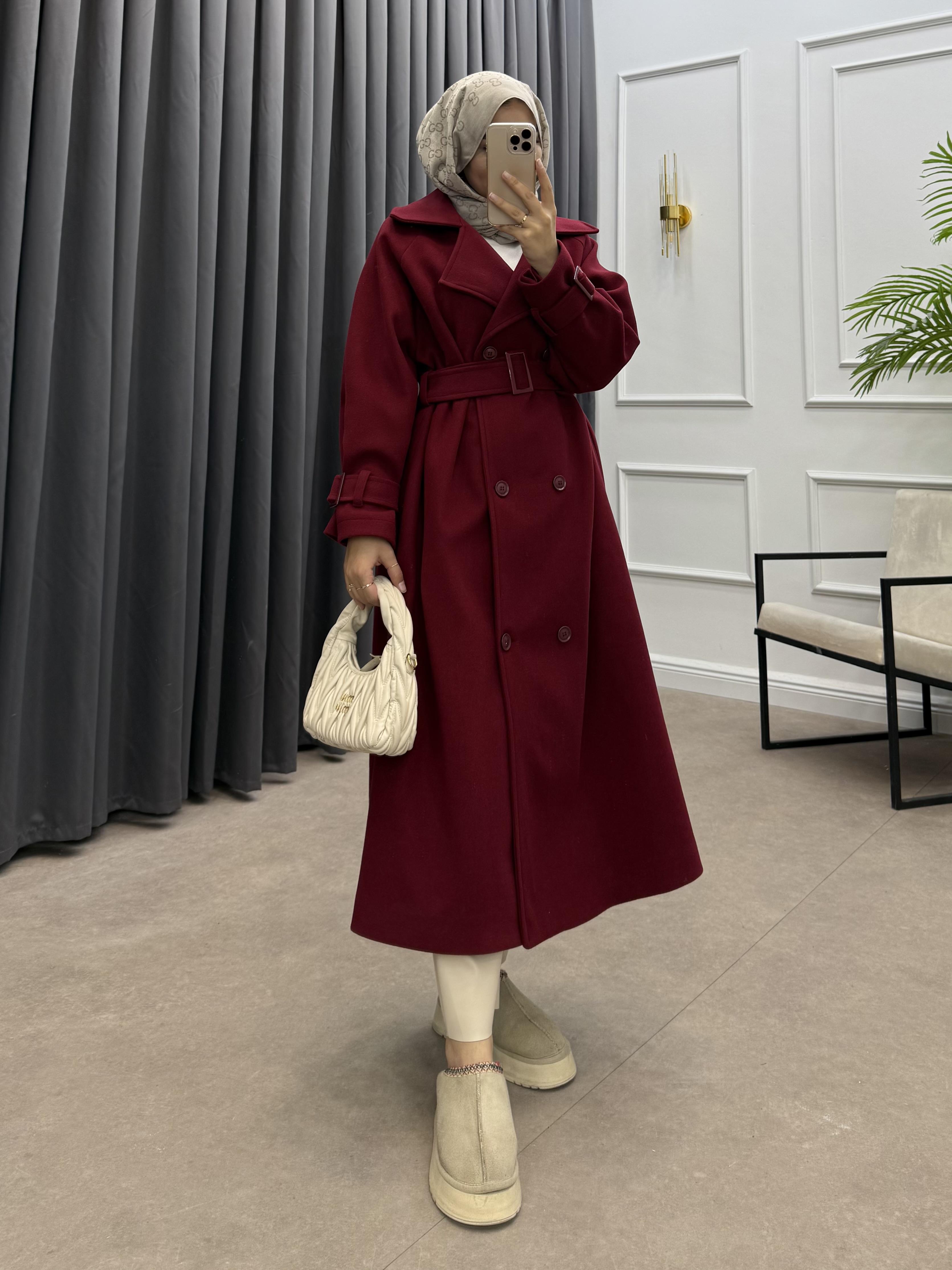 KOL APOLETLİ KAŞE KABAN BORDO