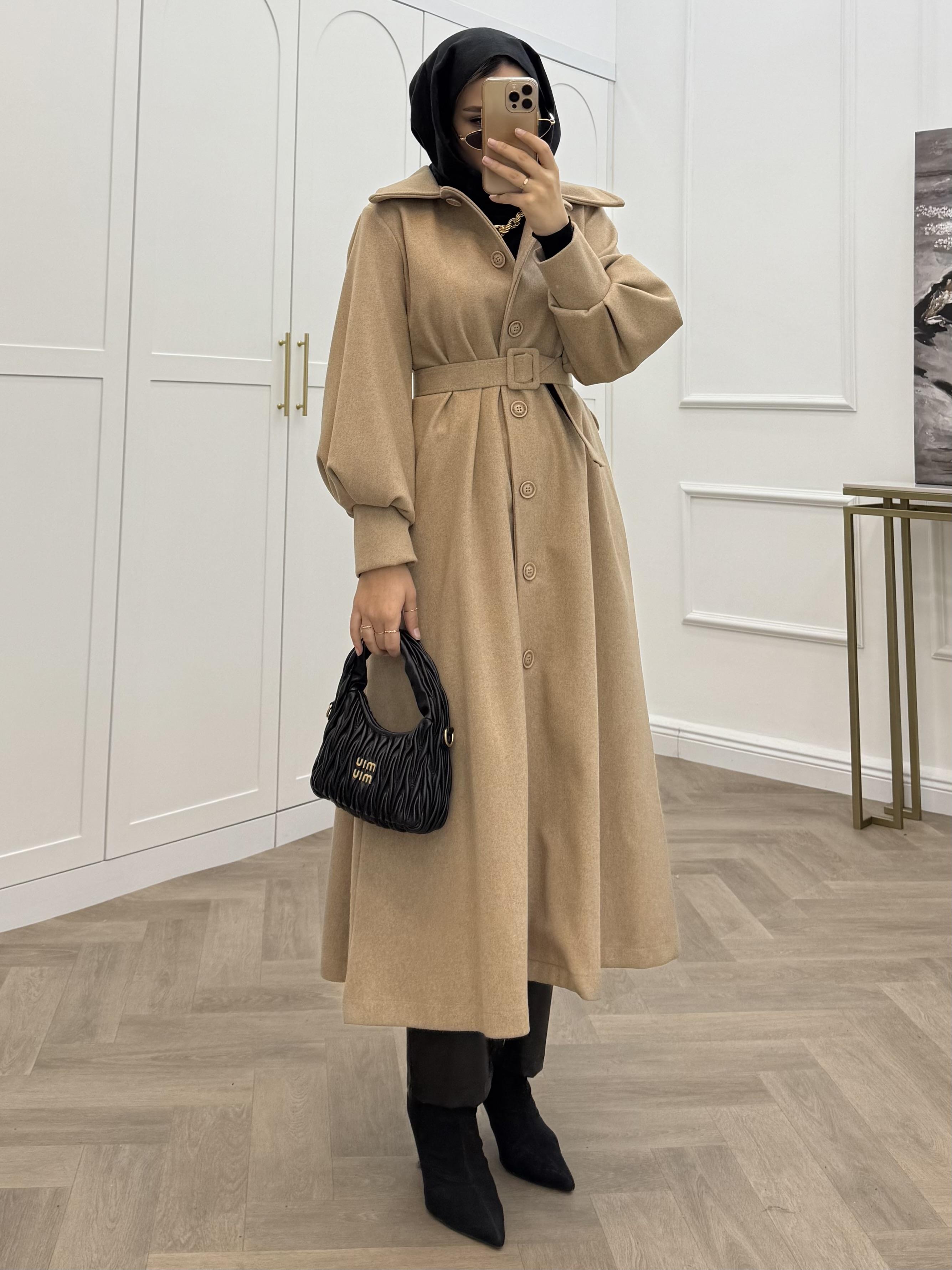 KOL MANJETLİ KAŞE KABAN BEJ 