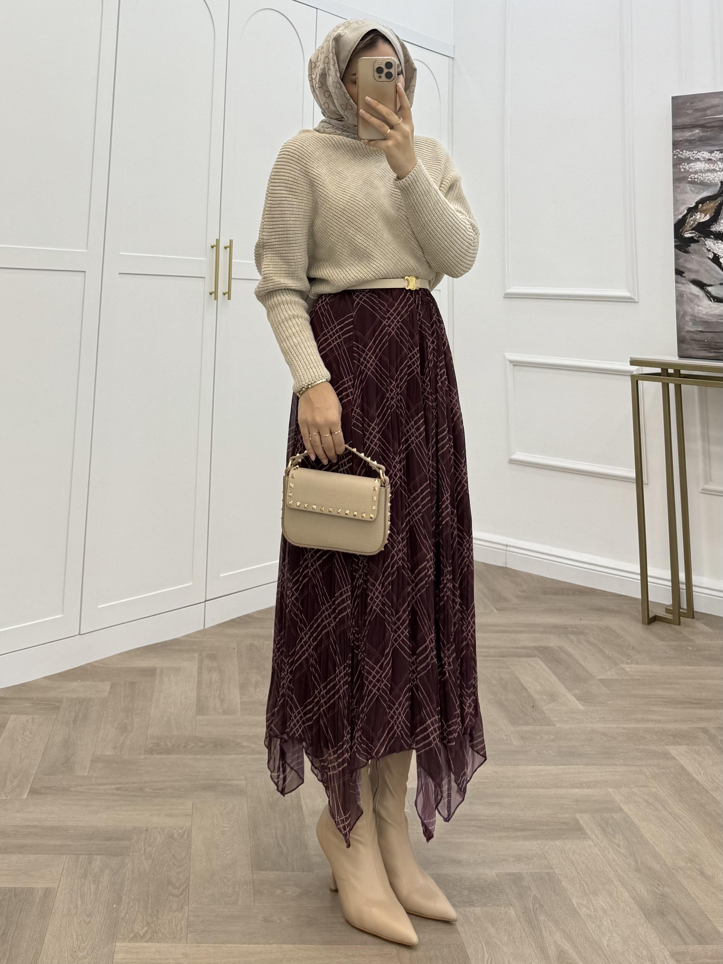 KRAŞ ŞİFON ETEK BORDO