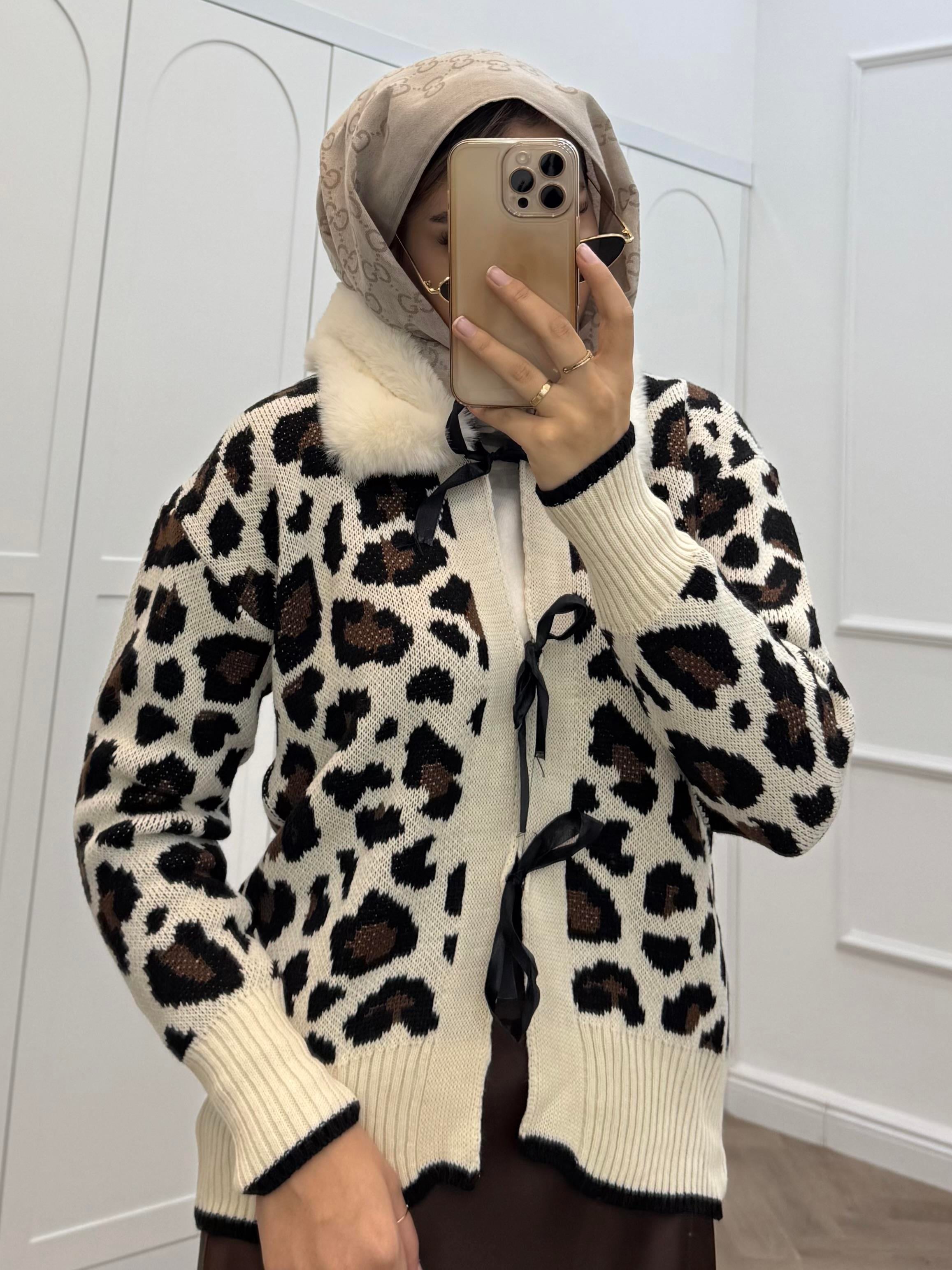 KÜRKLÜ LEOPAR HIRKA EKRU