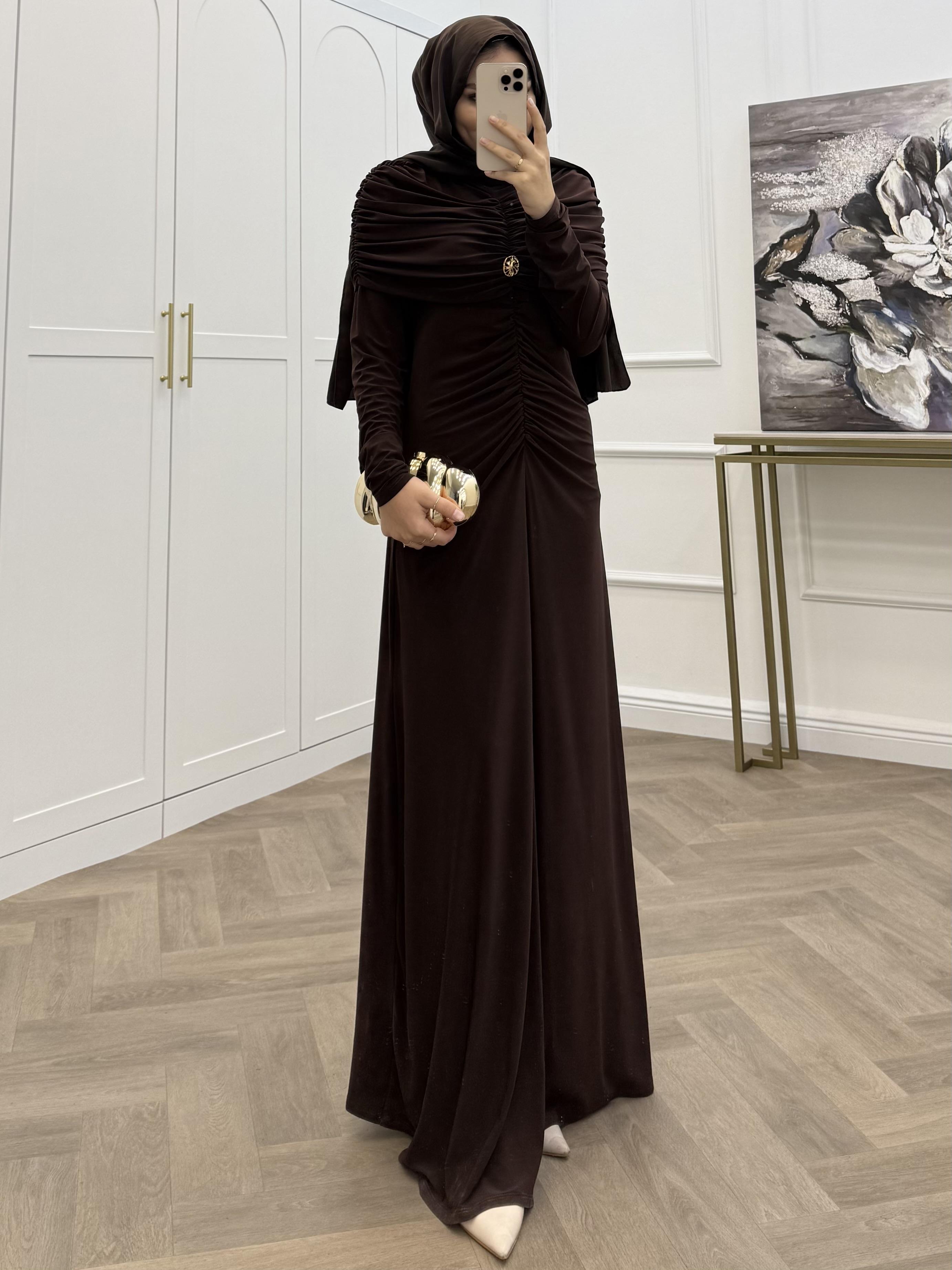 LADY BÜZGÜLÜ SANDY ELBİSE KAHVE