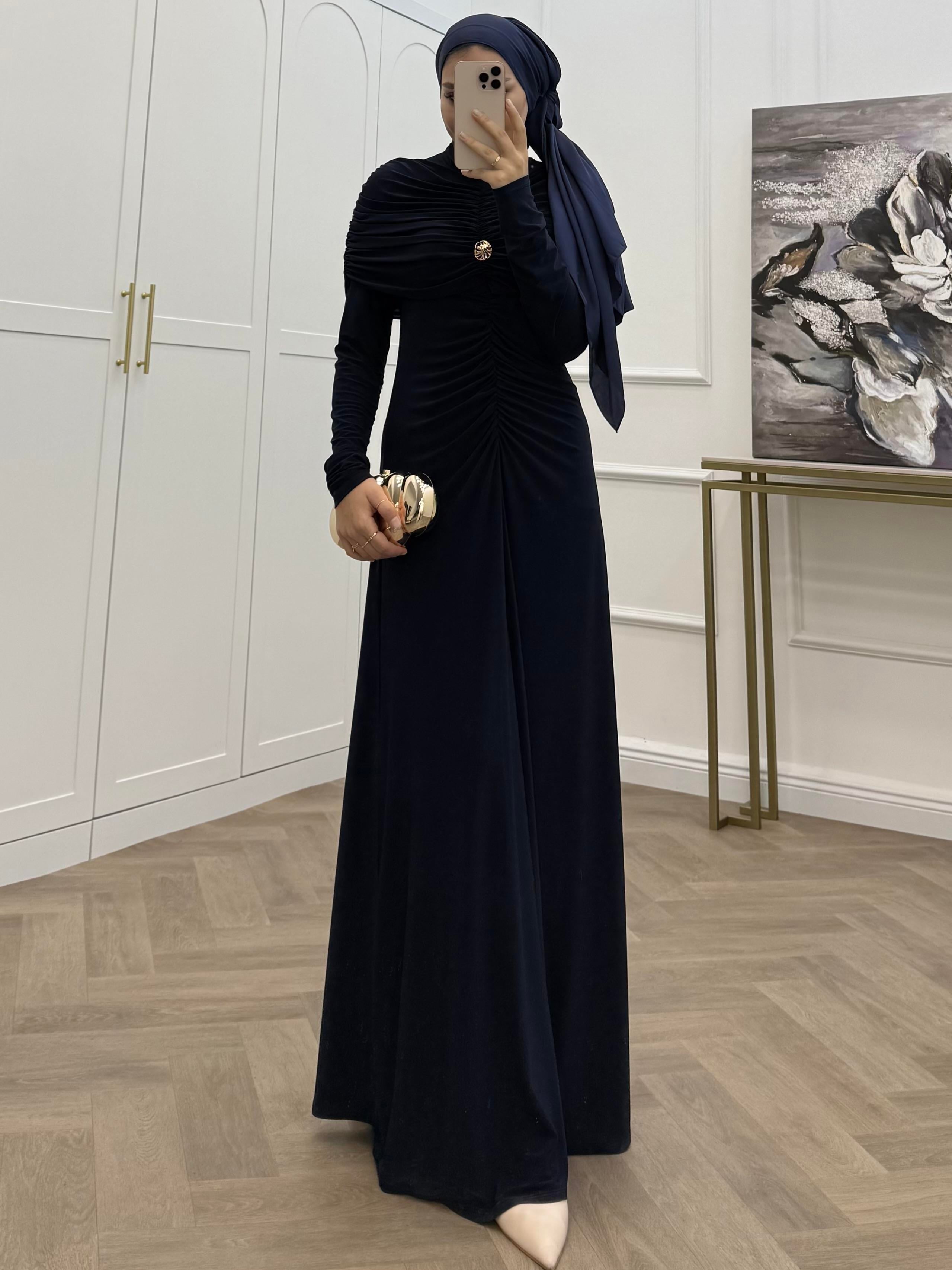 LADY BÜZGÜLÜ SANDY ELBİSE LACİVERT