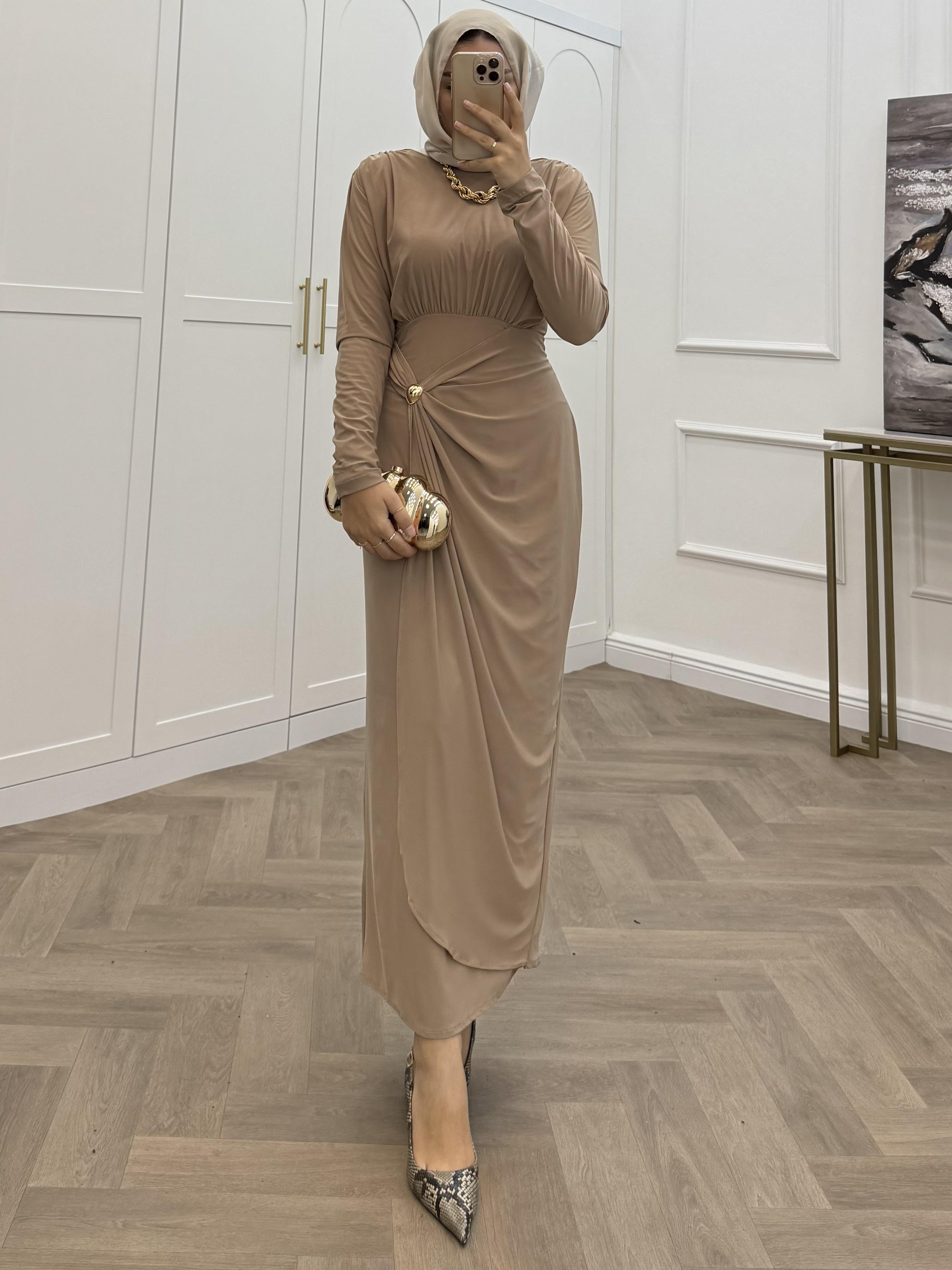 LEYA SANDY ELBİSE BEJ