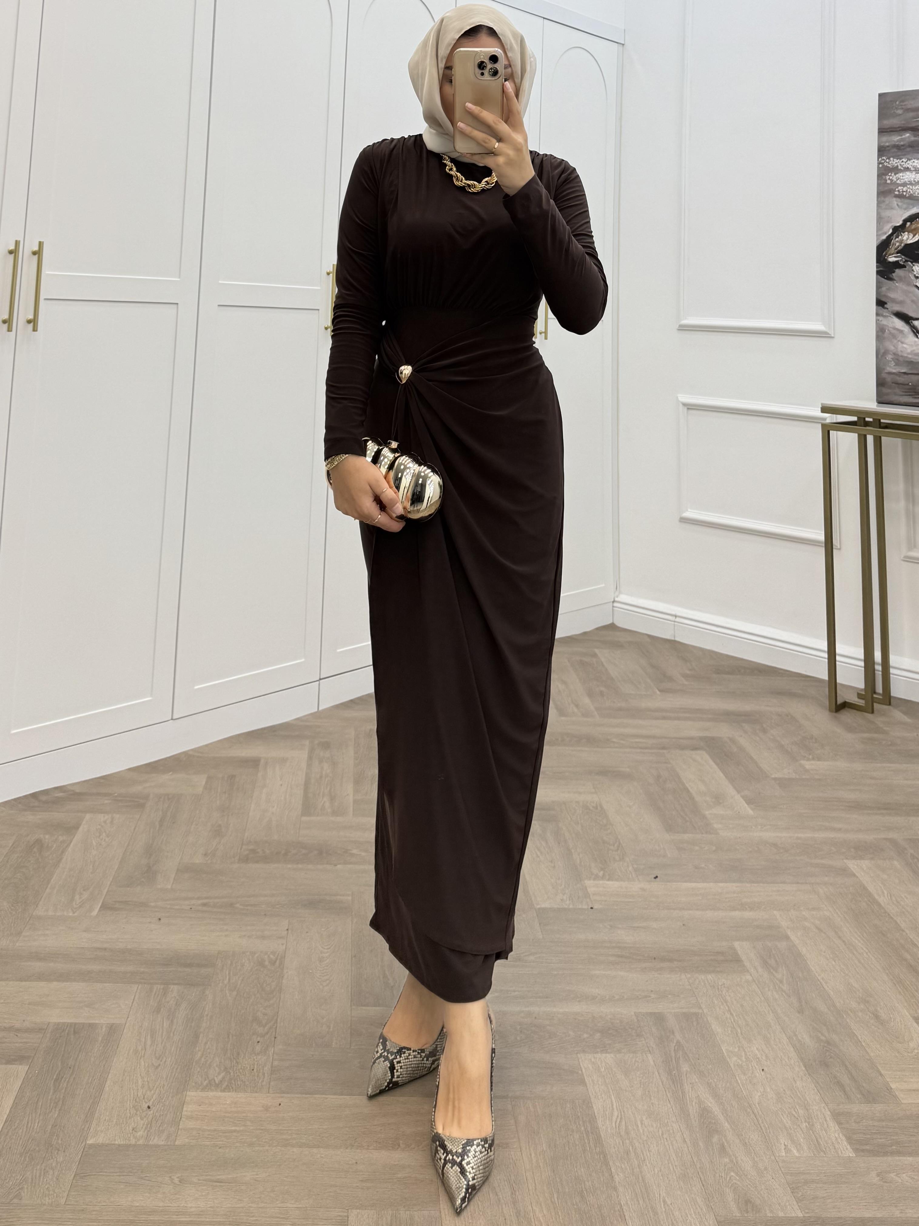 LEYA SANDY ELBİSE KAHVE