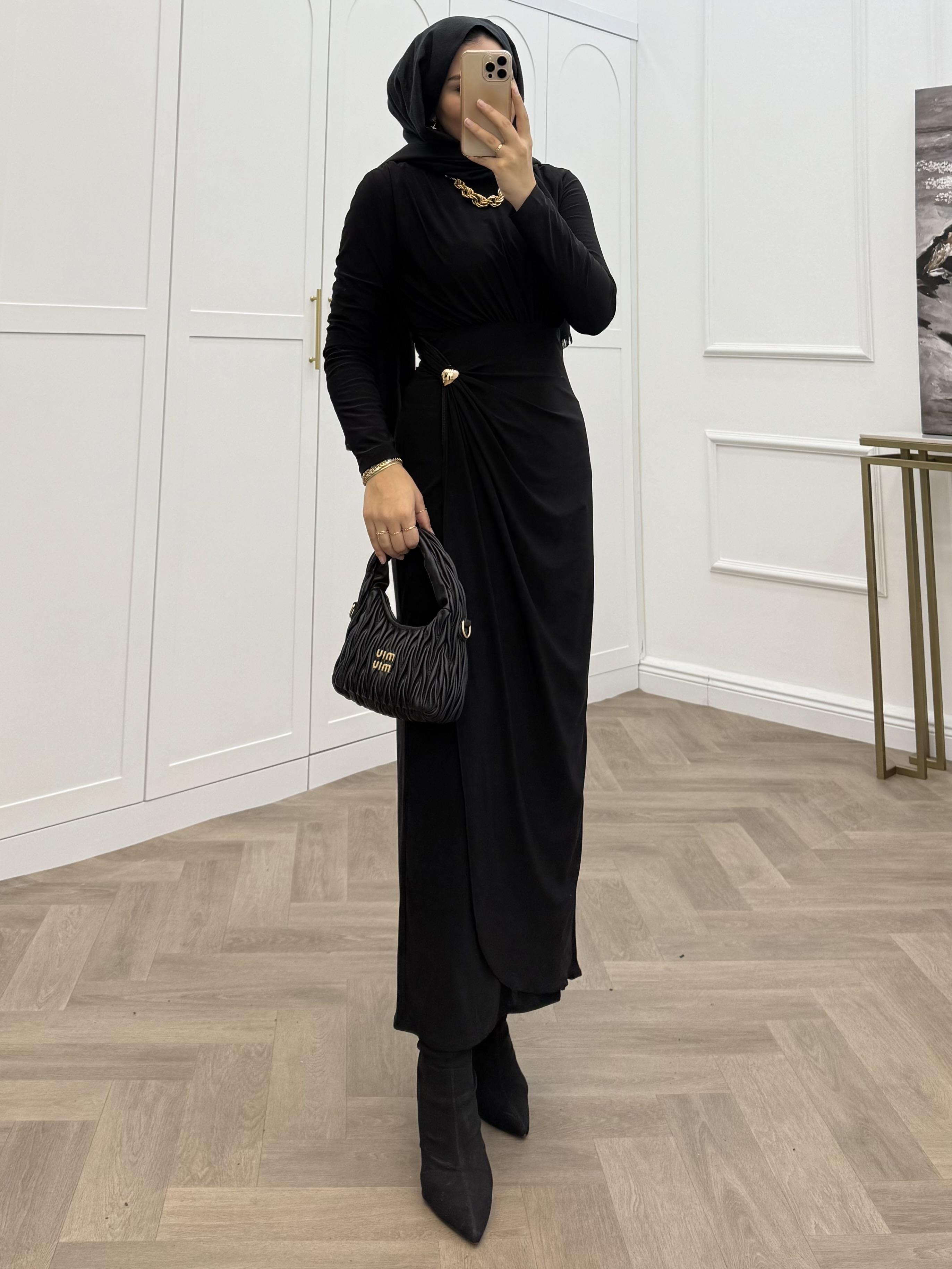 LEYA SANDY ELBİSE SİYAH