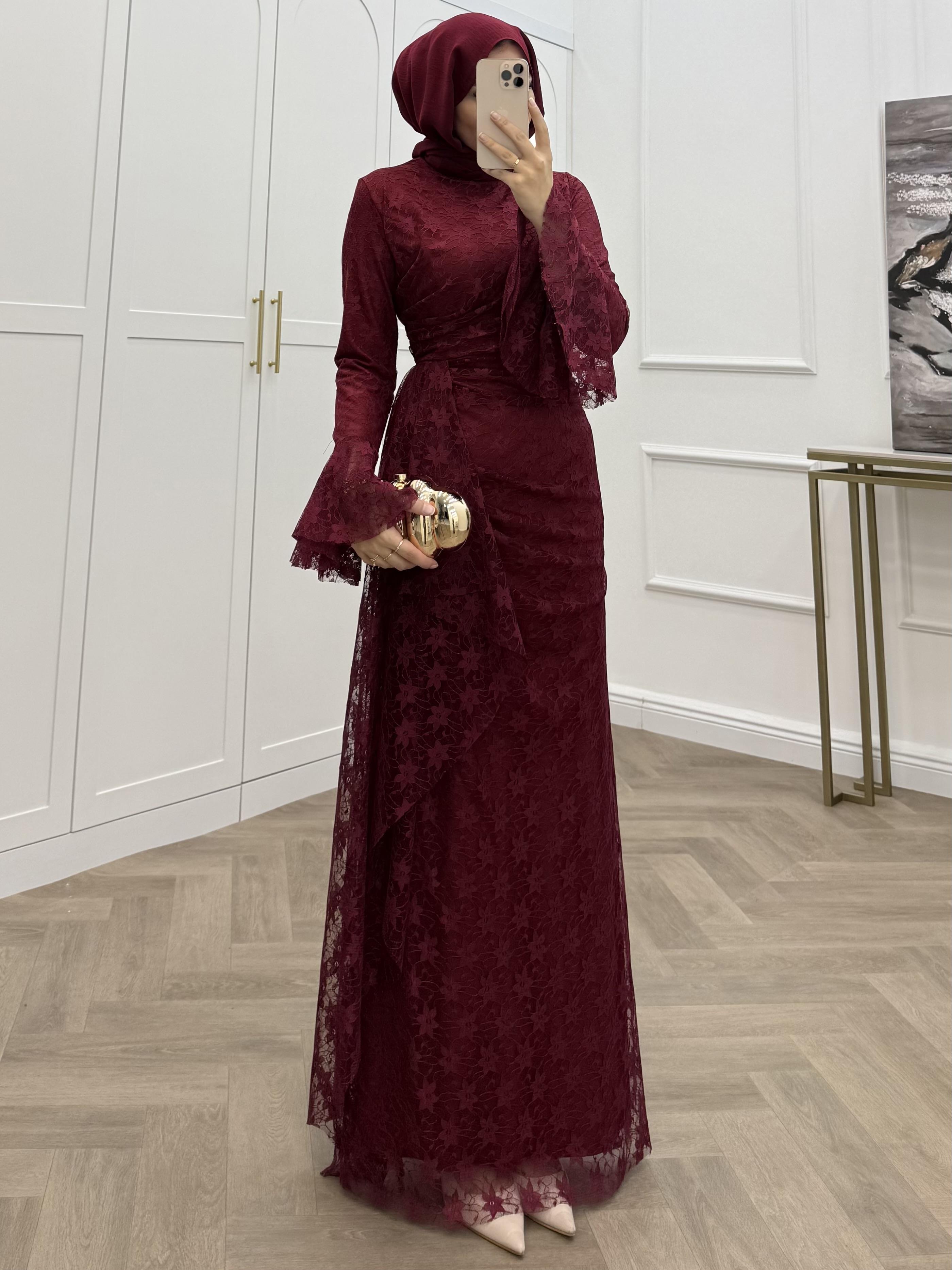 LOVA GÜPÜR ELBİSE BORDO