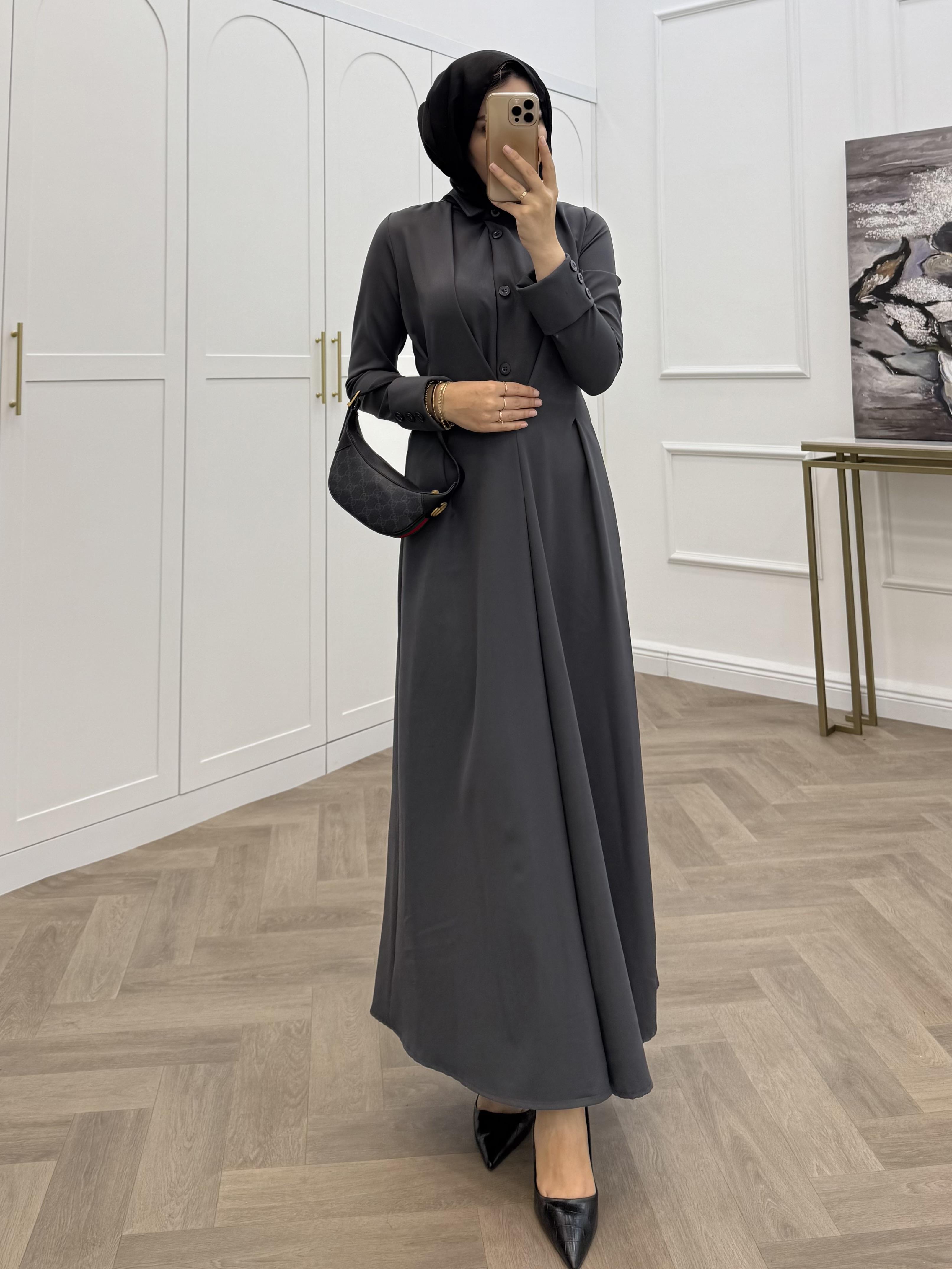 LUNA KREP ELBİSE ANTRASİT