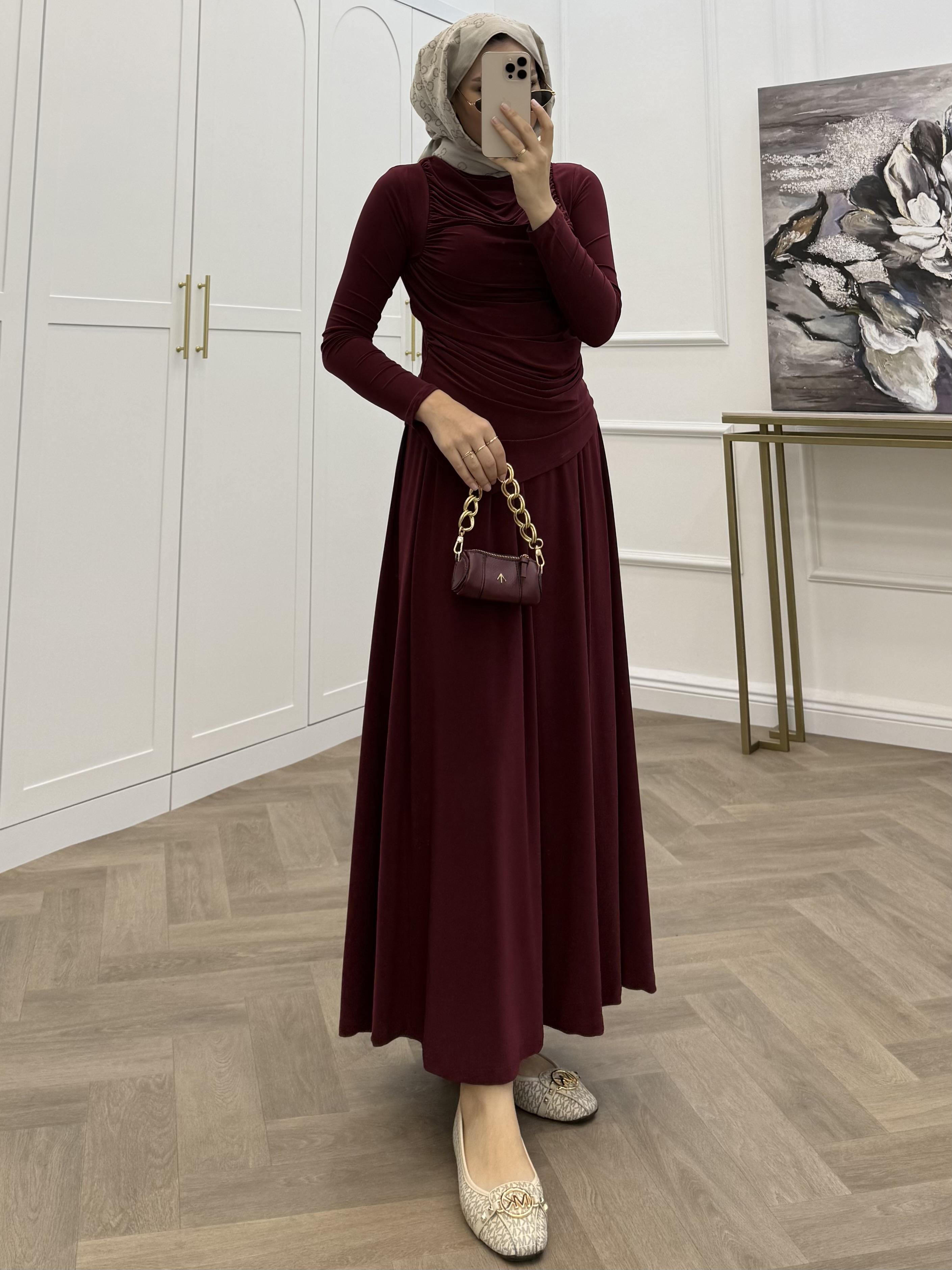 MERİ SANDY ETEKLİ TAKIM BORDO