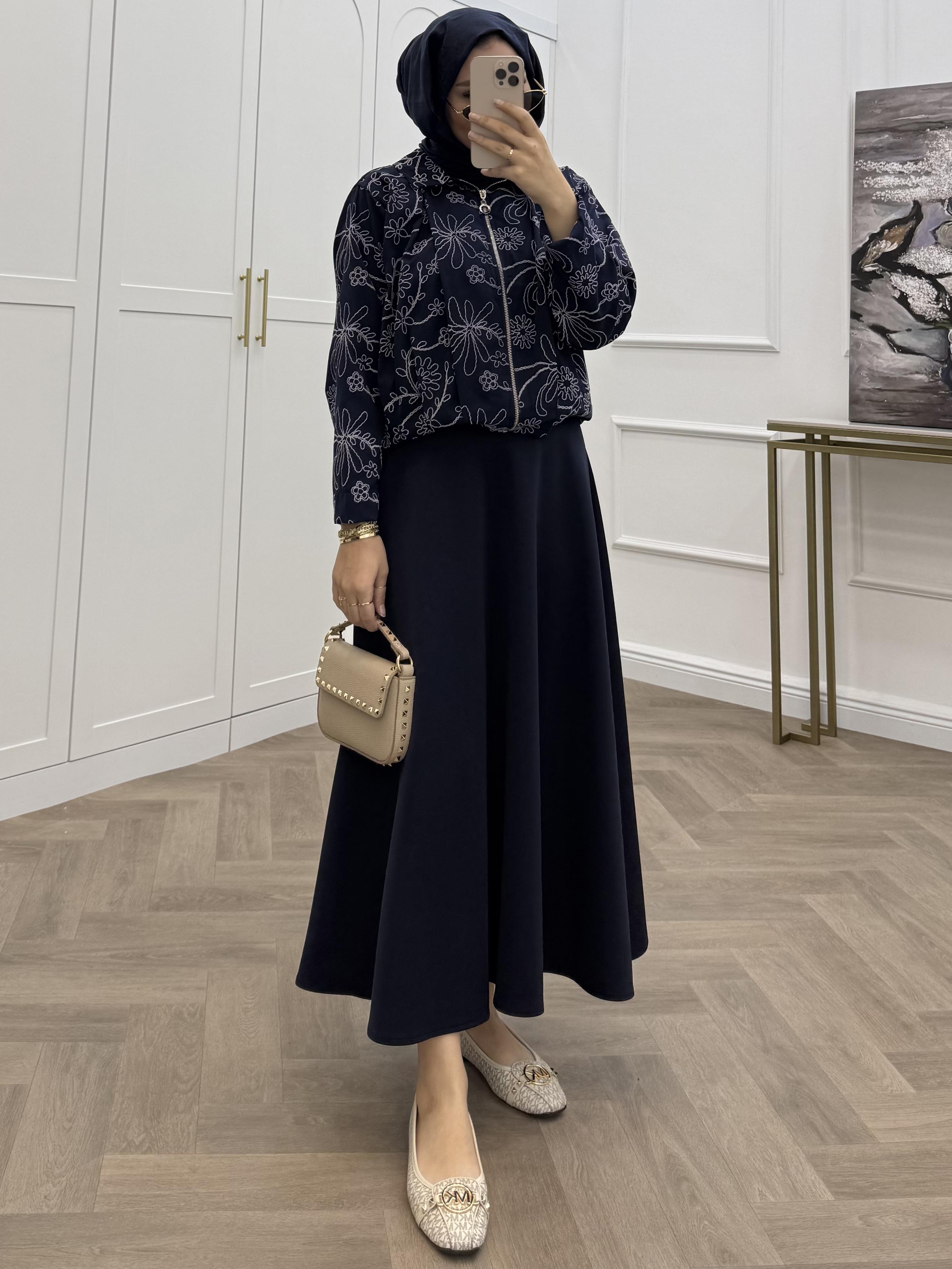 NAKIŞLI BOMBER CEKET LACİVERT 