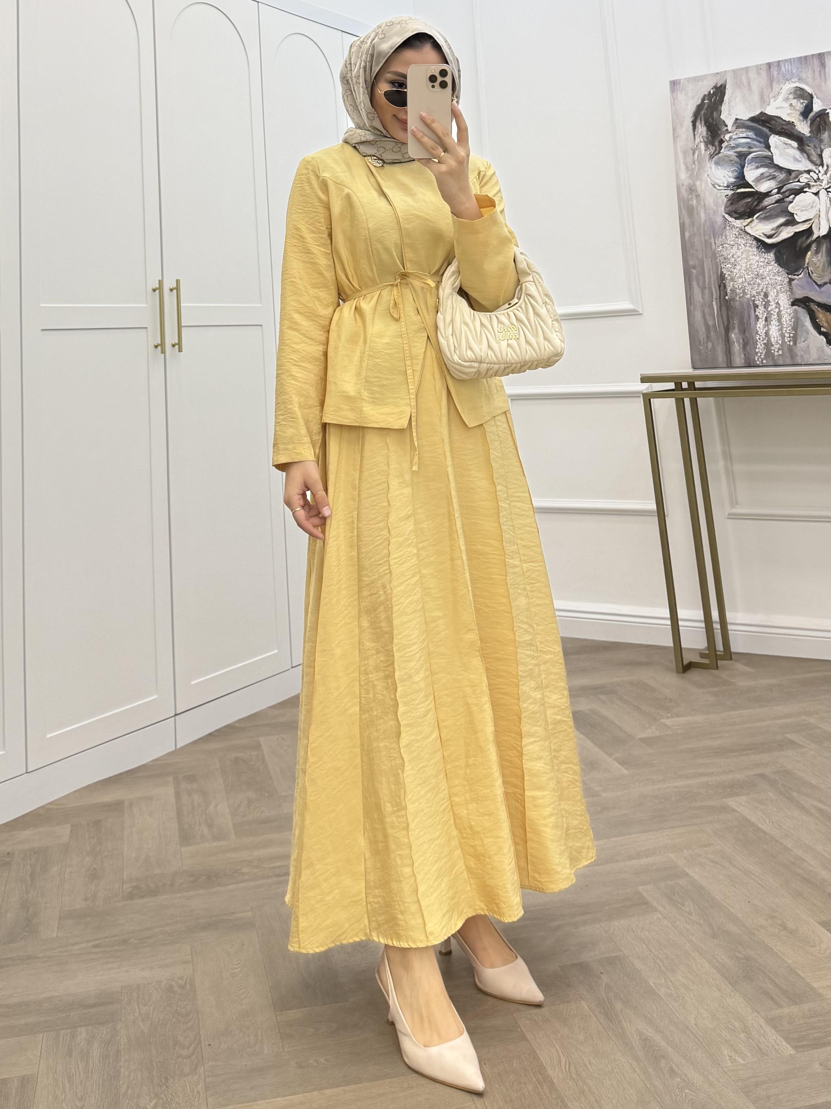 NARE ÇIMALI ETEKLİ TAKIM SARI