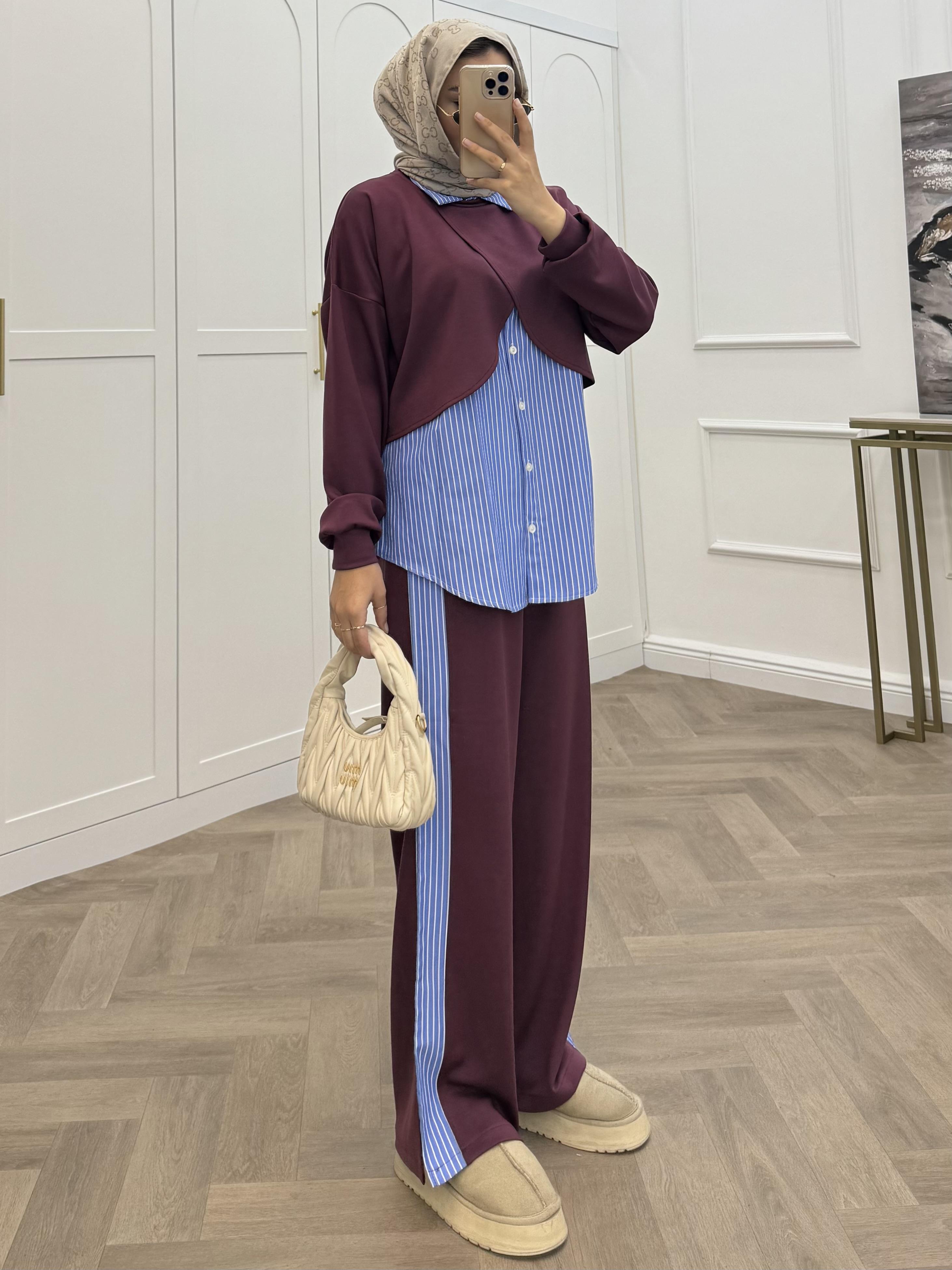 OYSHO GÖMLEKLİ TAKIM BORDO