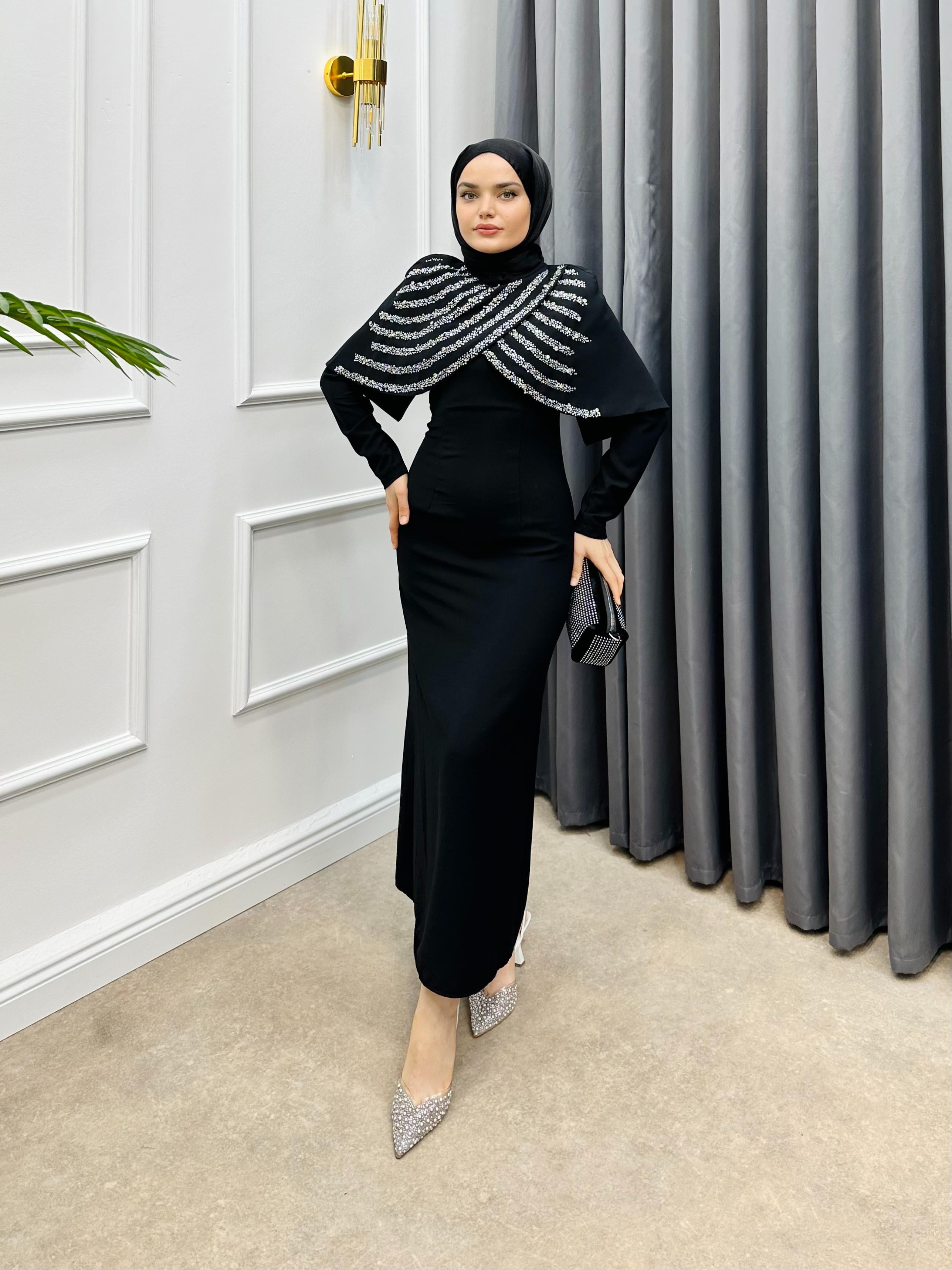 PANÇO TAŞLI ABİYE SİYAH