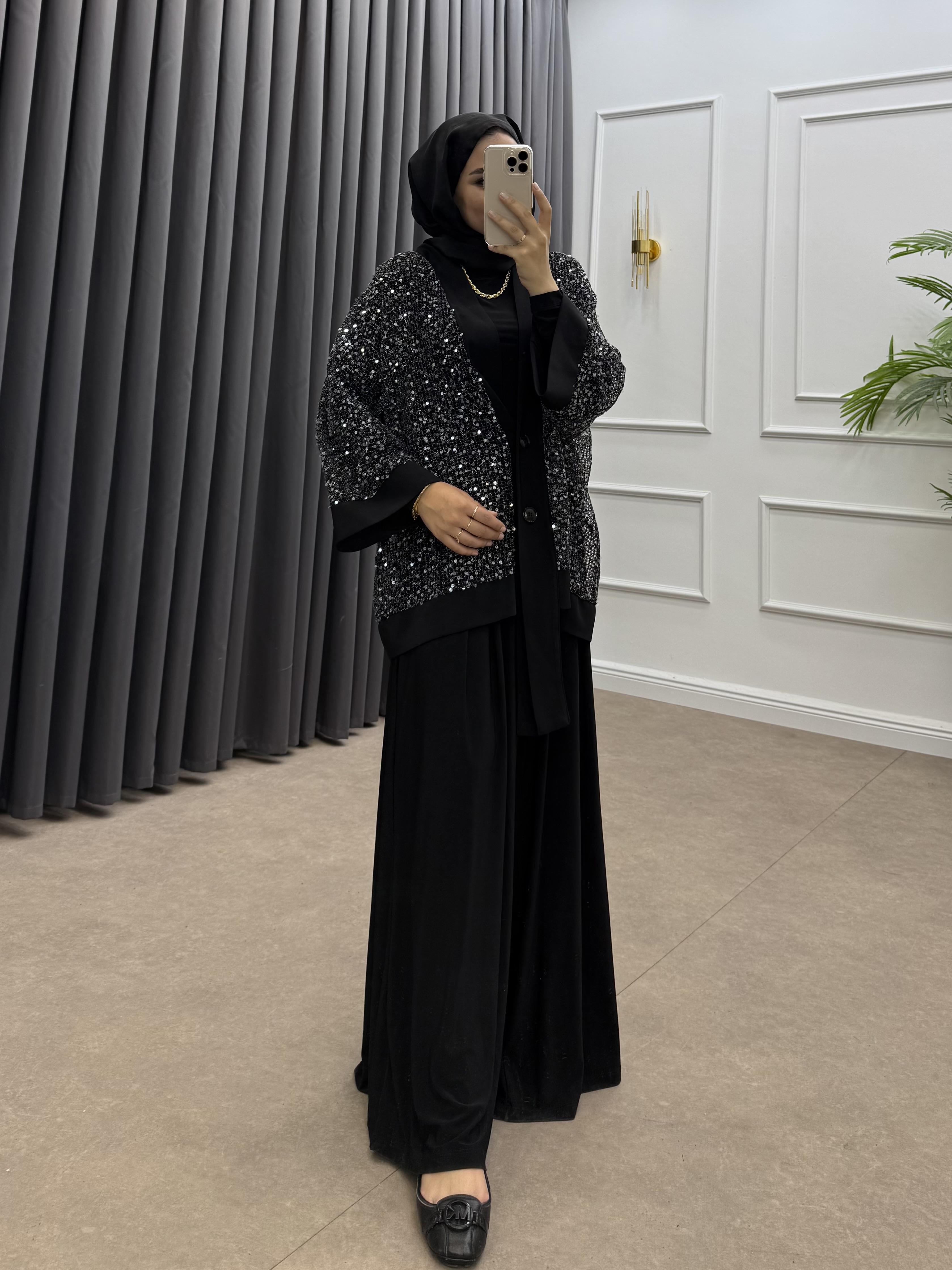 PAYETLİ ÜÇLÜ TAKIM SİYAH