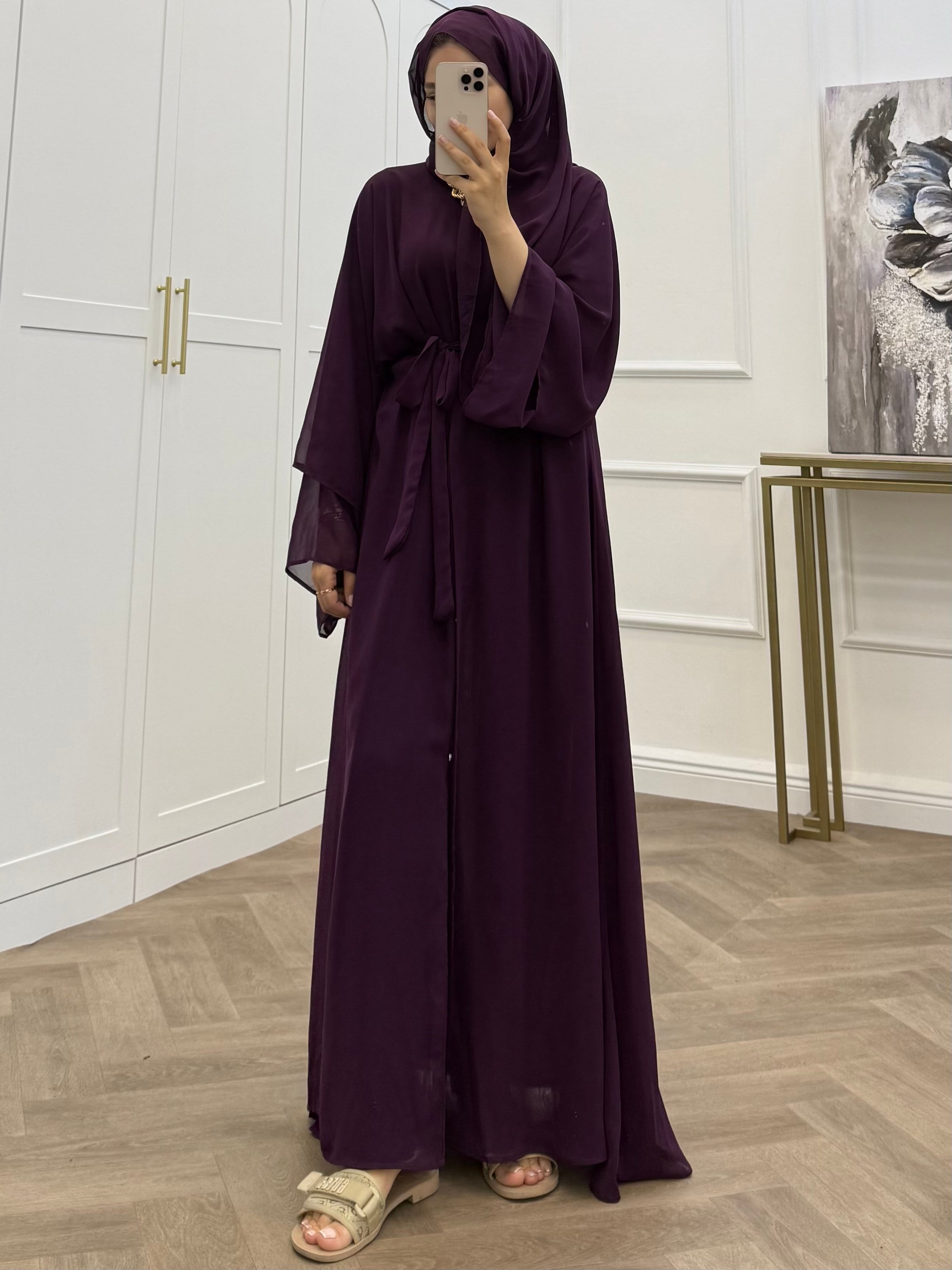 ŞAL DAHİL ŞİFON ABAYA MOR
