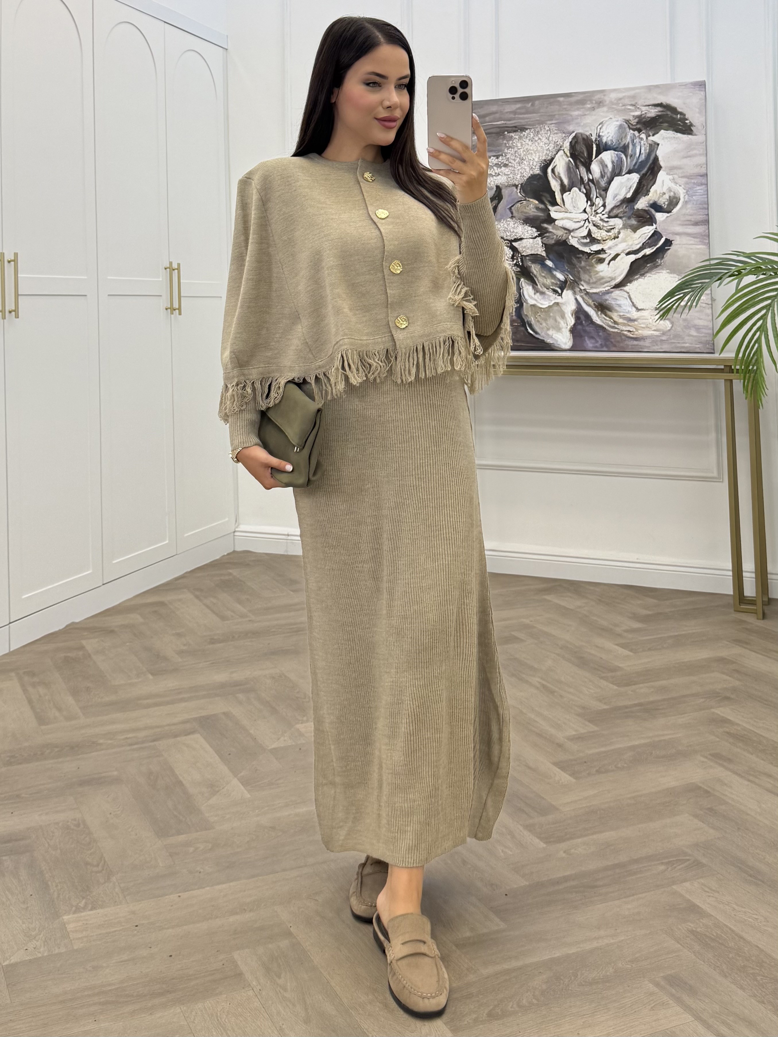 SALDA CEKETLİ TRİKO TAKIM BEJ