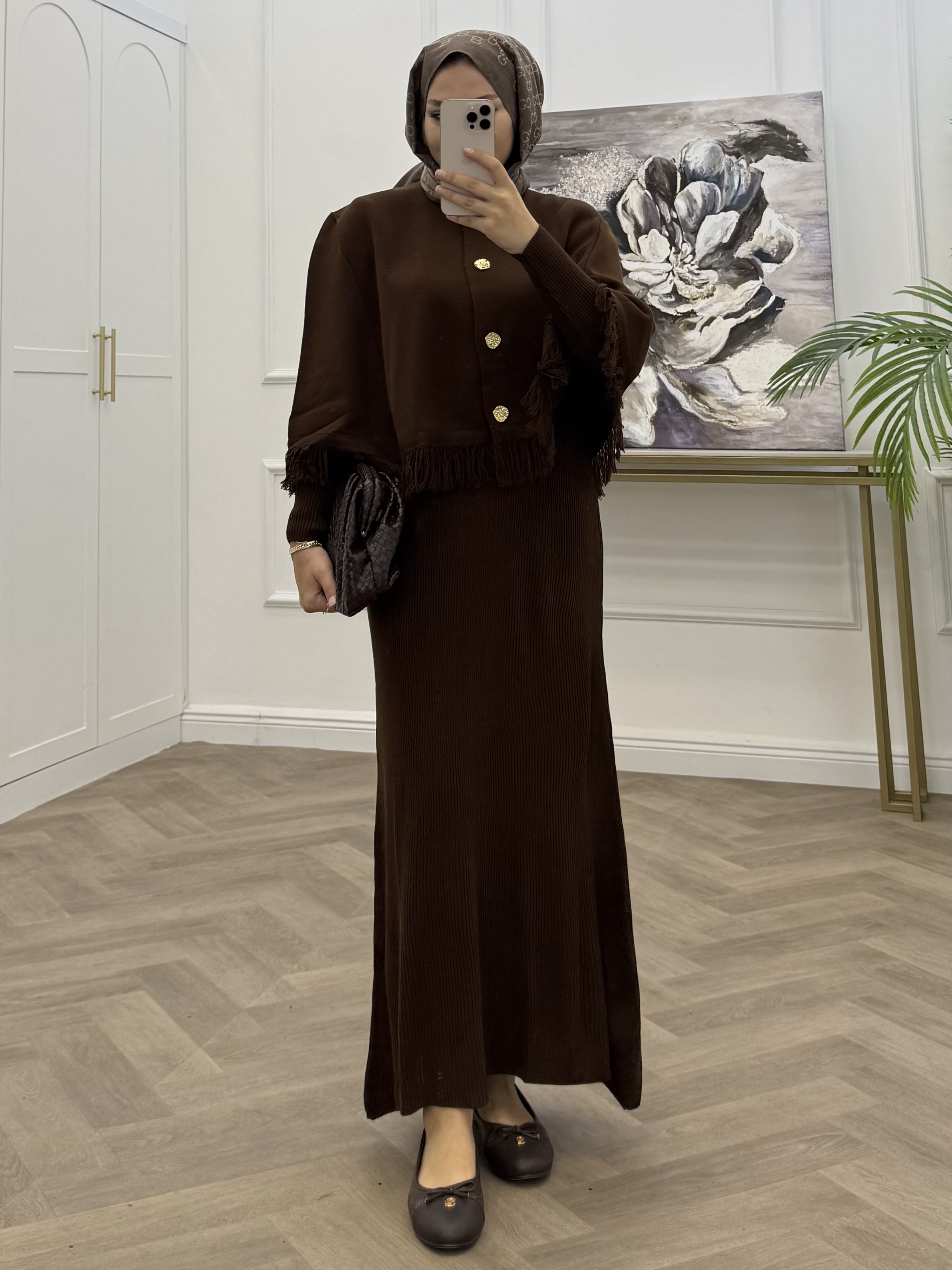 SALDA CEKETLİ TRİKO TAKIM KAHVE