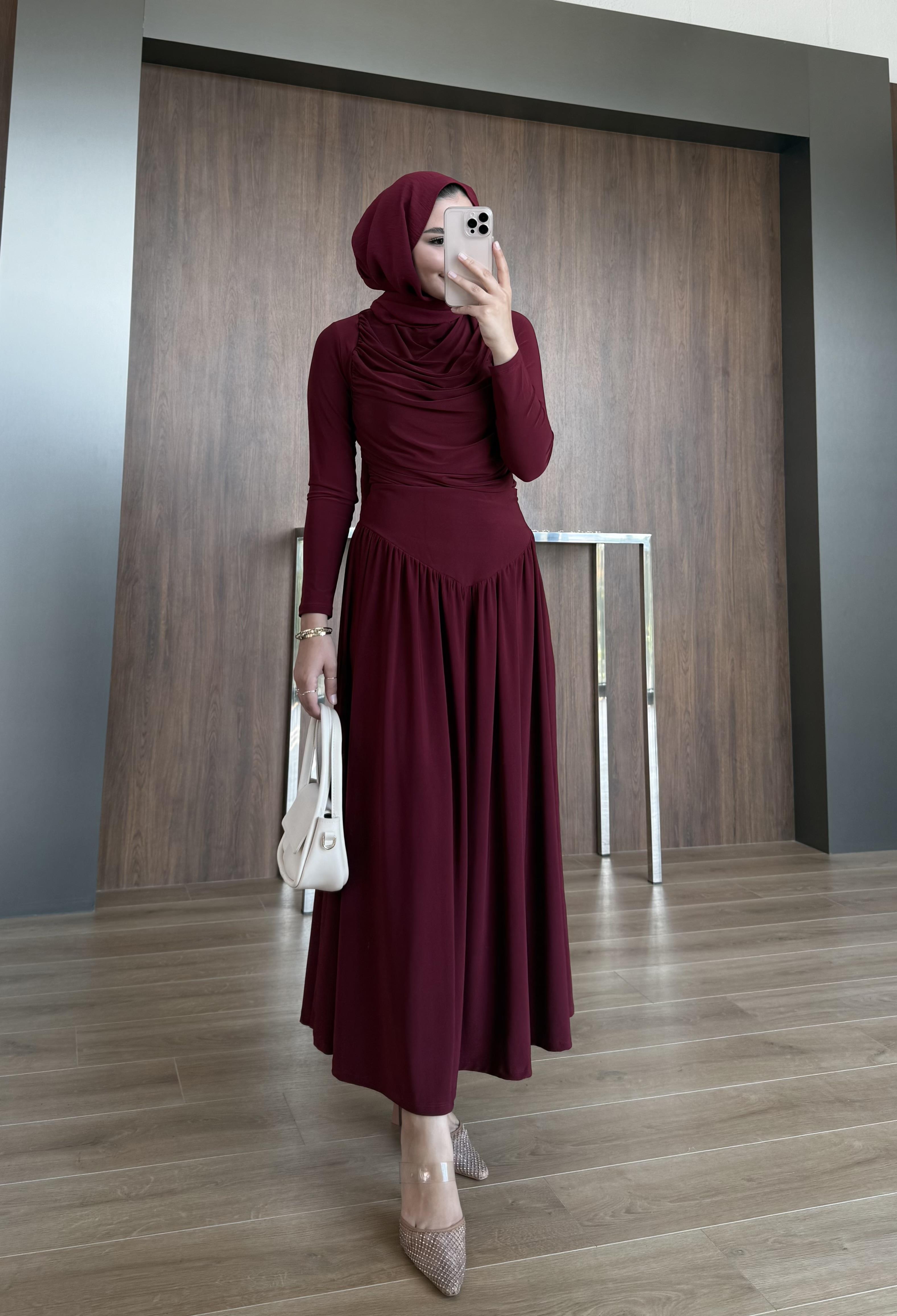 SANDY ETEKLİ TAKIM BORDO