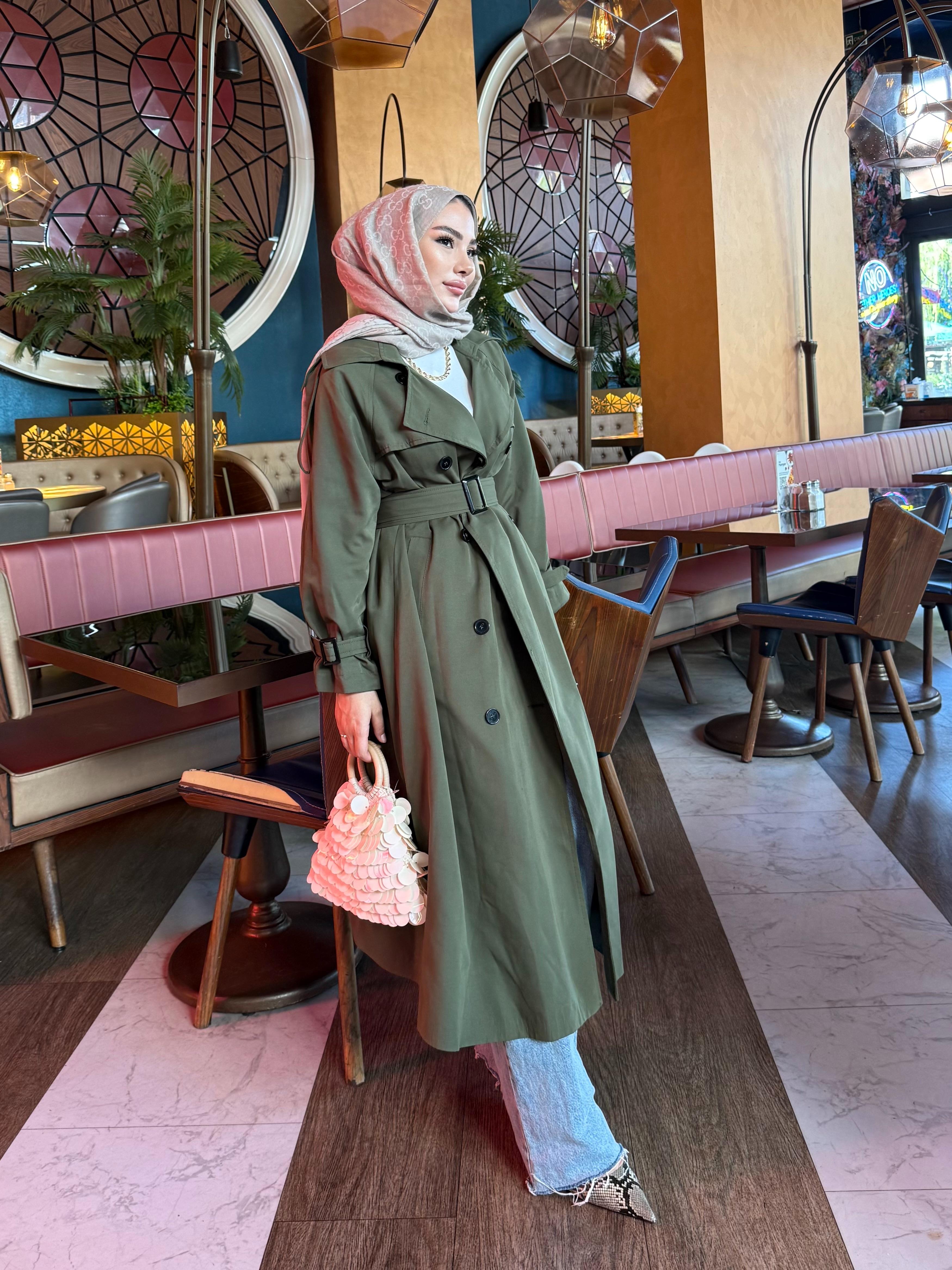 SEKİZ DÜĞMELİ APOLETLİ TRENÇKOT HAKİ