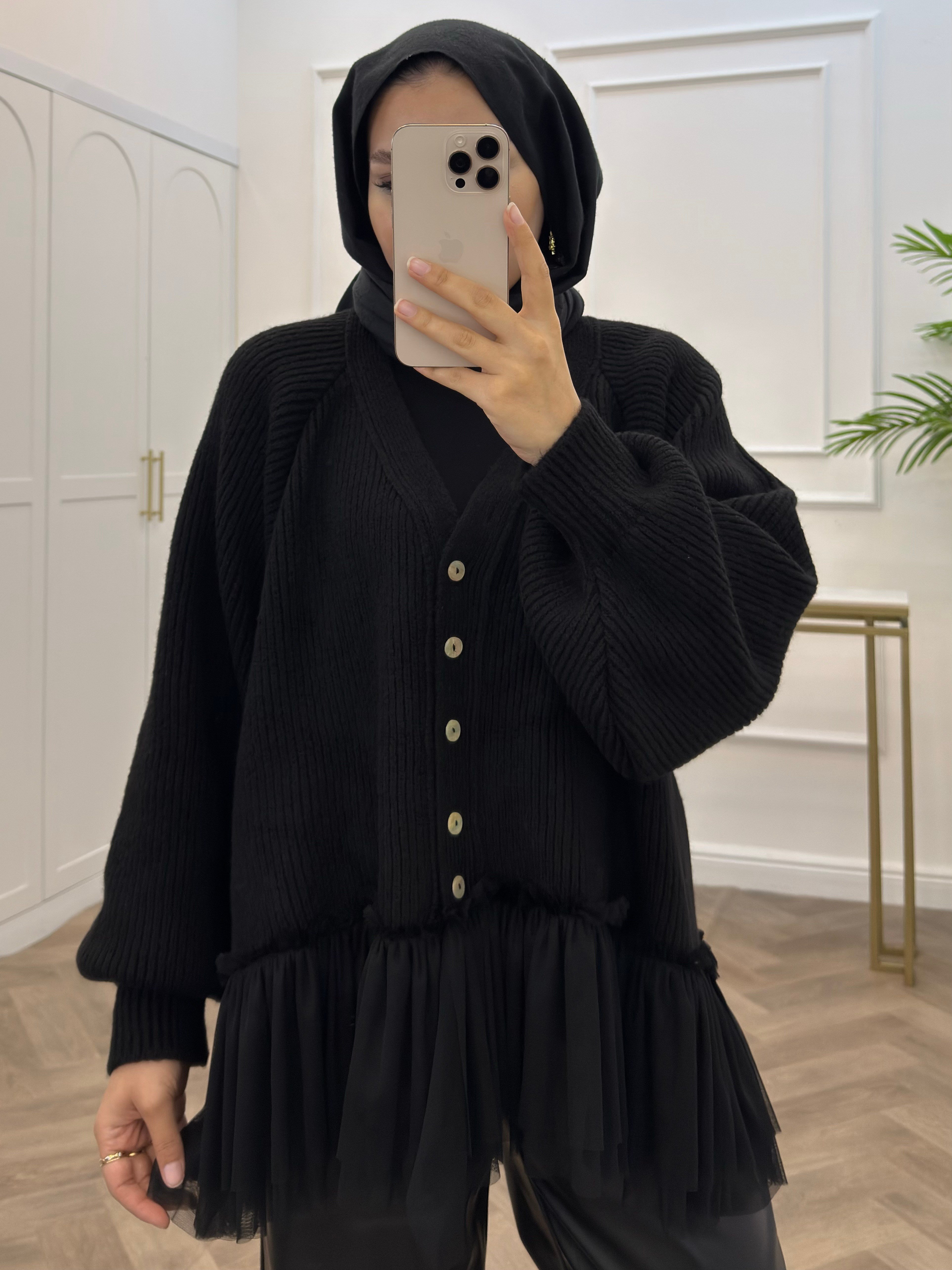 SELANİK TÜL HIRKA SİYAH