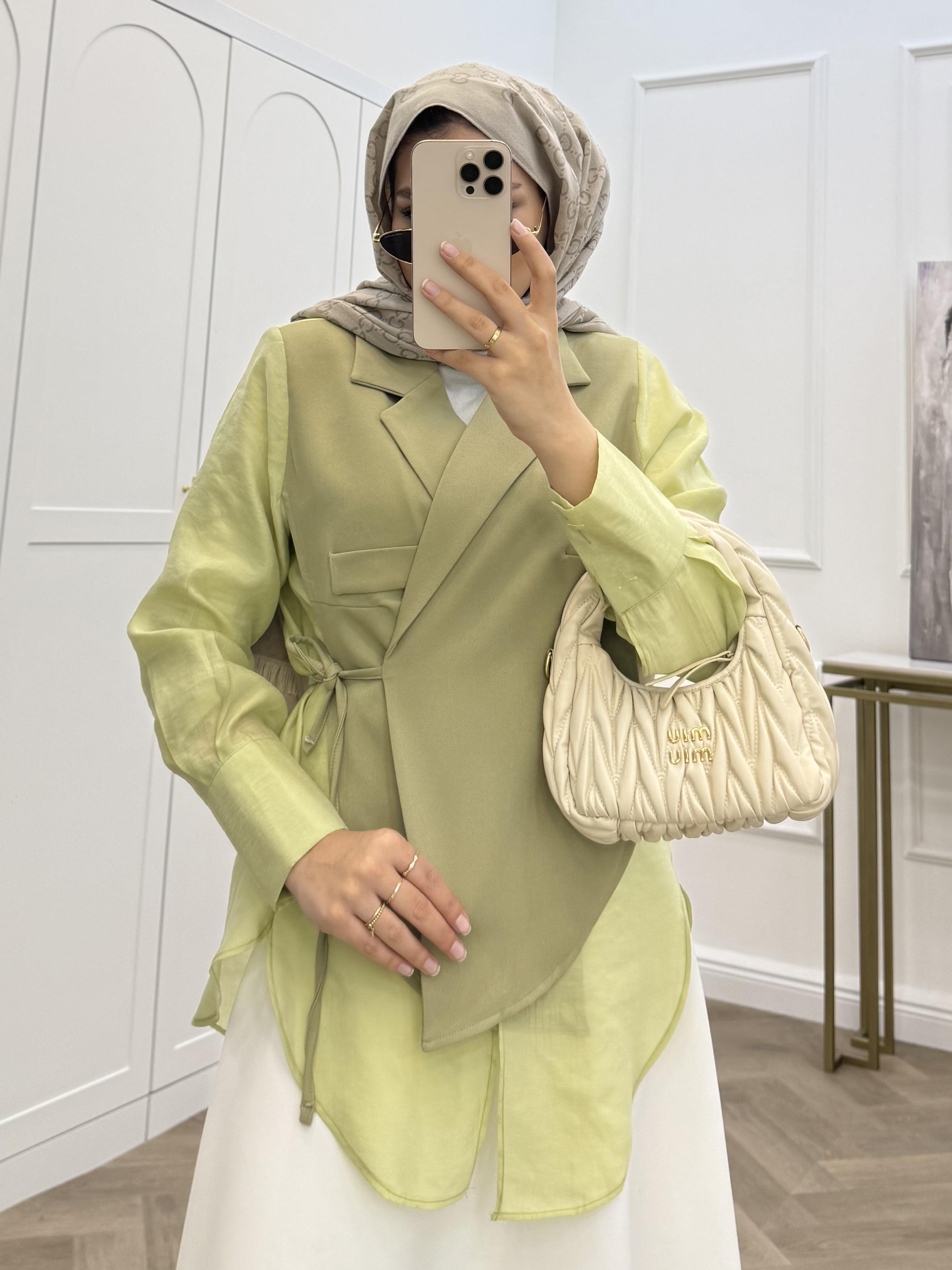 ŞİFON DETAYLI CEKET MİNT