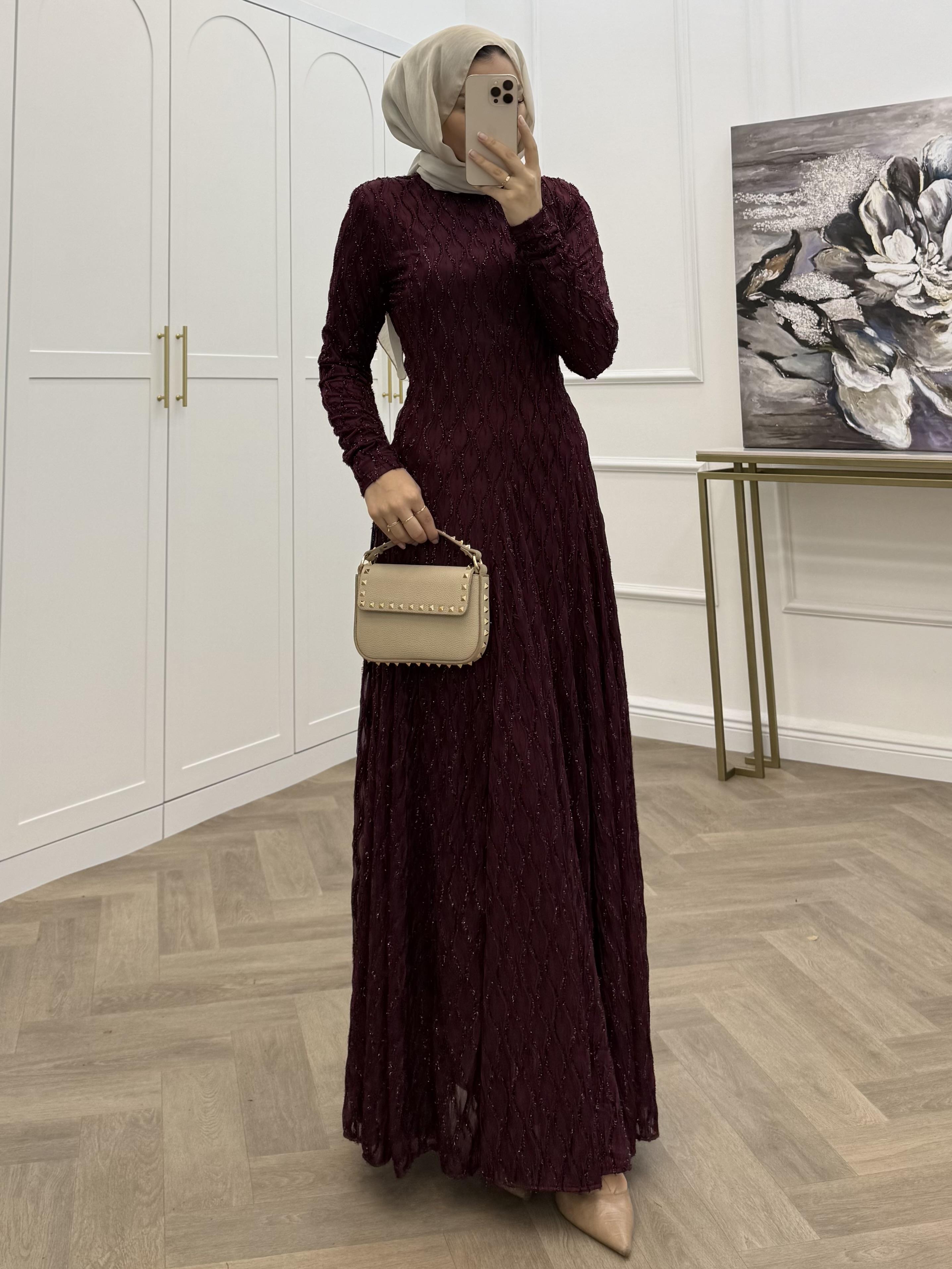 SİMLİ BALIK MODEL ELBİSE BORDO