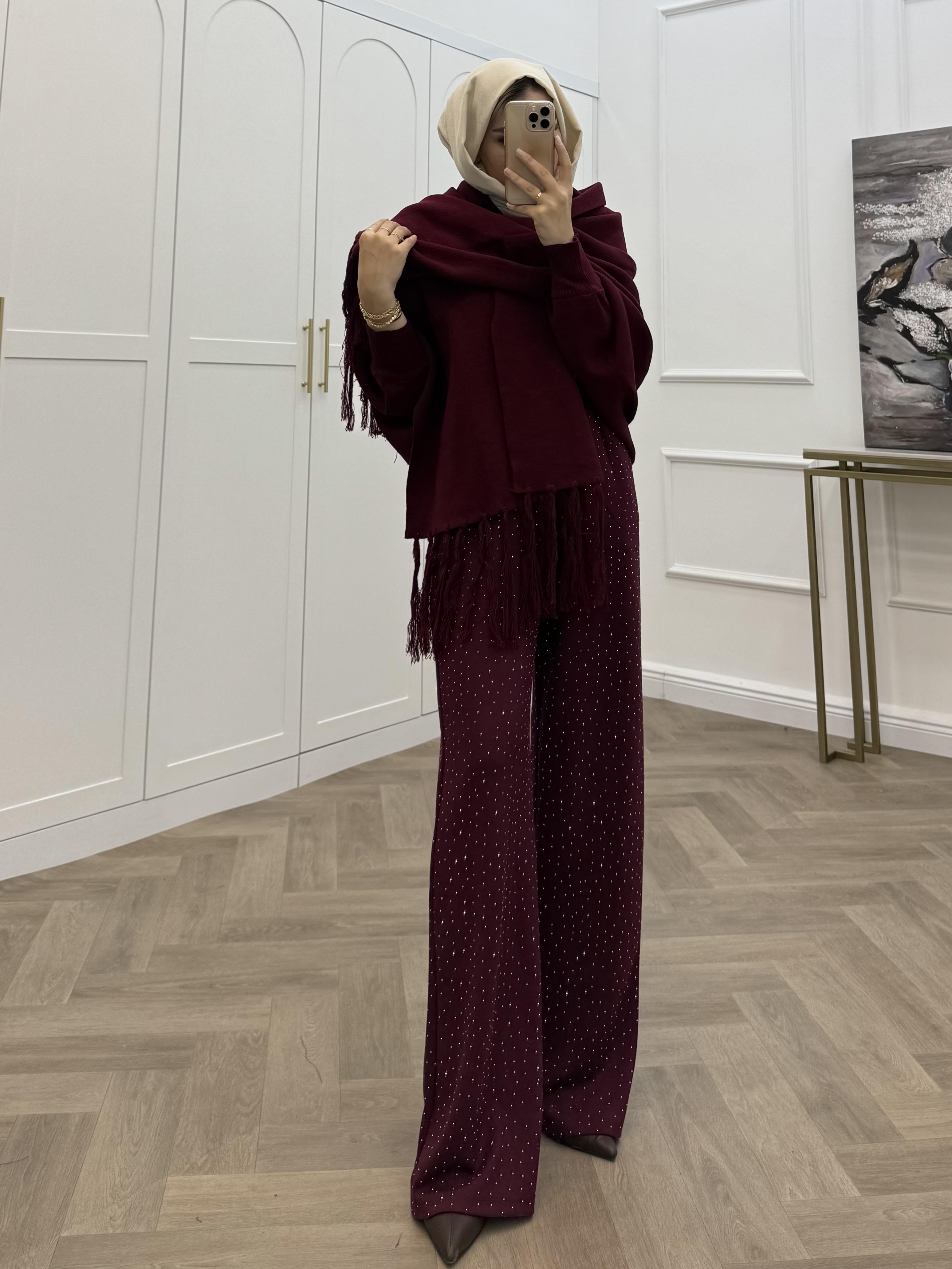 TAŞLI OYSHO PANTOLON BORDO