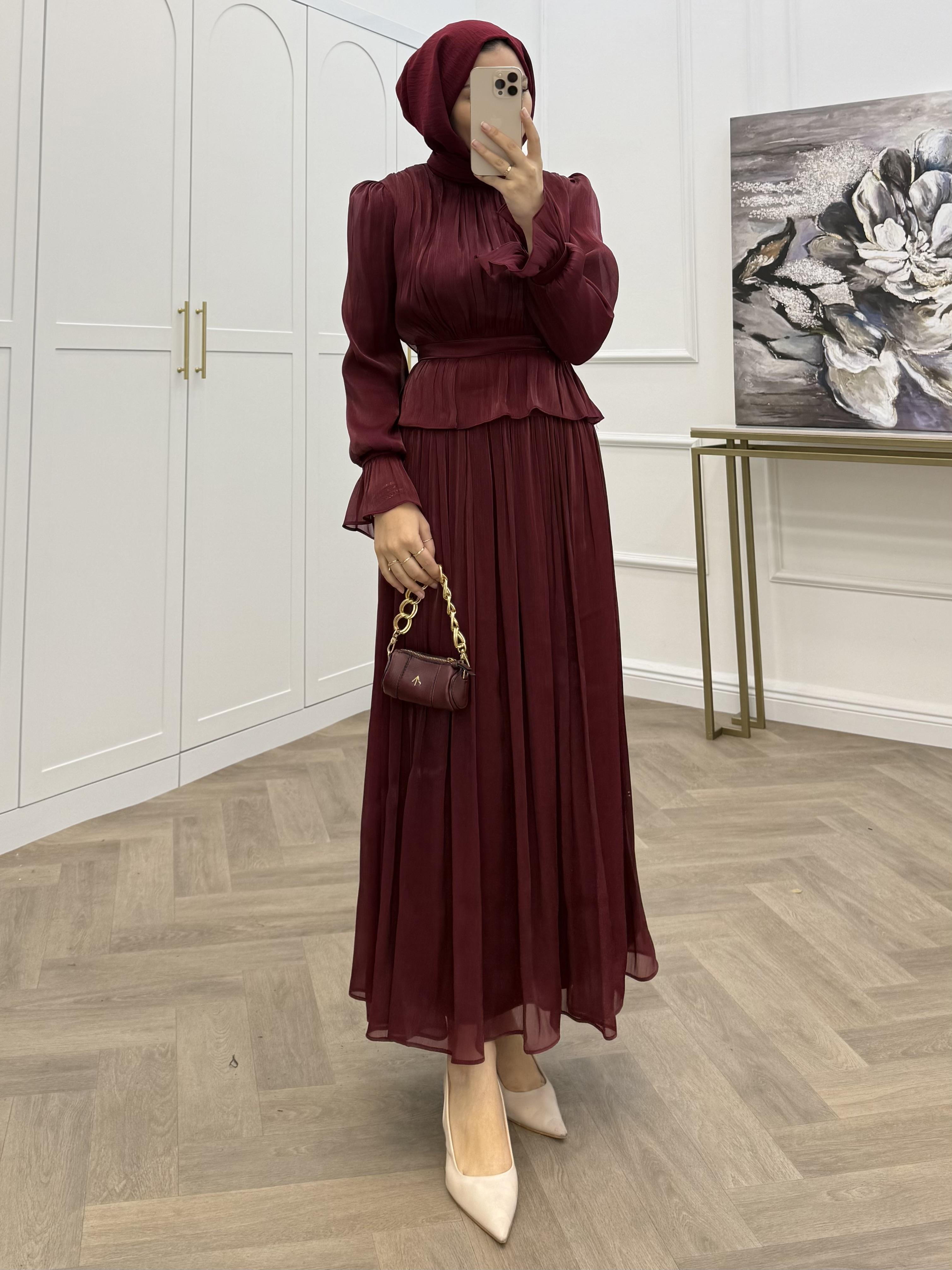 TİNA JANJAN ETEKLİ TAKIM BORDO