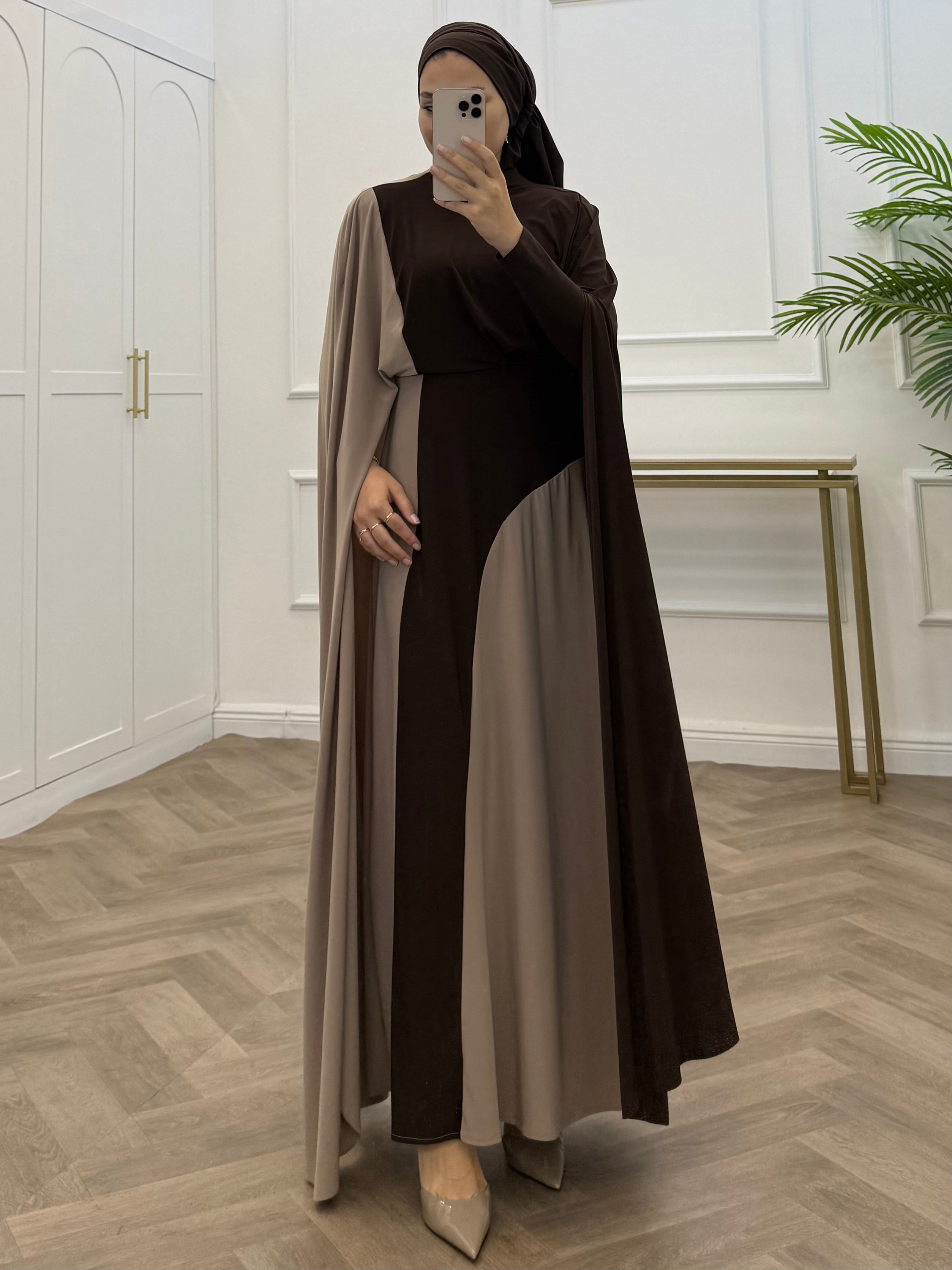 TUANA BLOKLU SANDY ELBİSE KAHVE