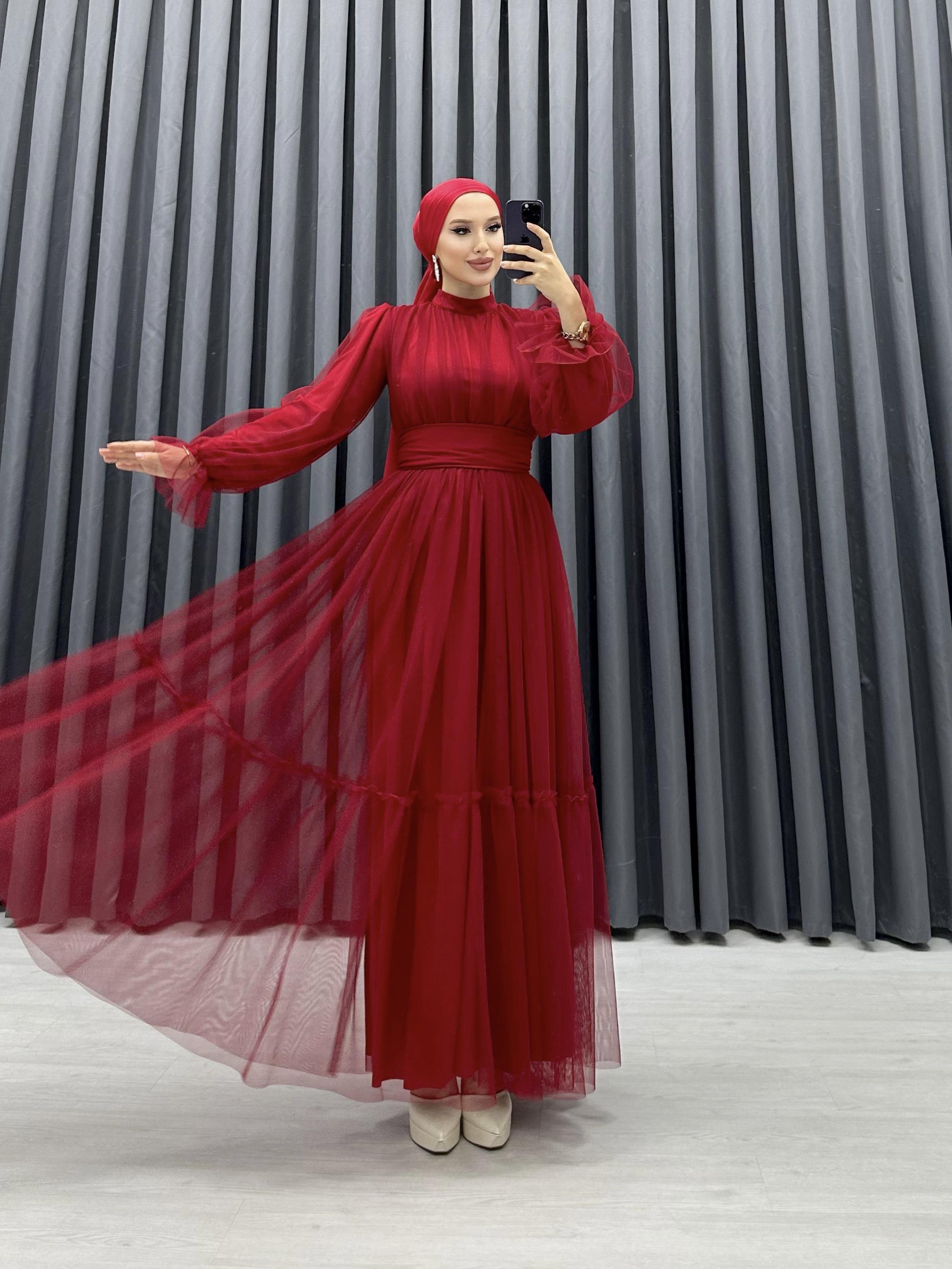 TÜL ELBİSE KIRMIZI