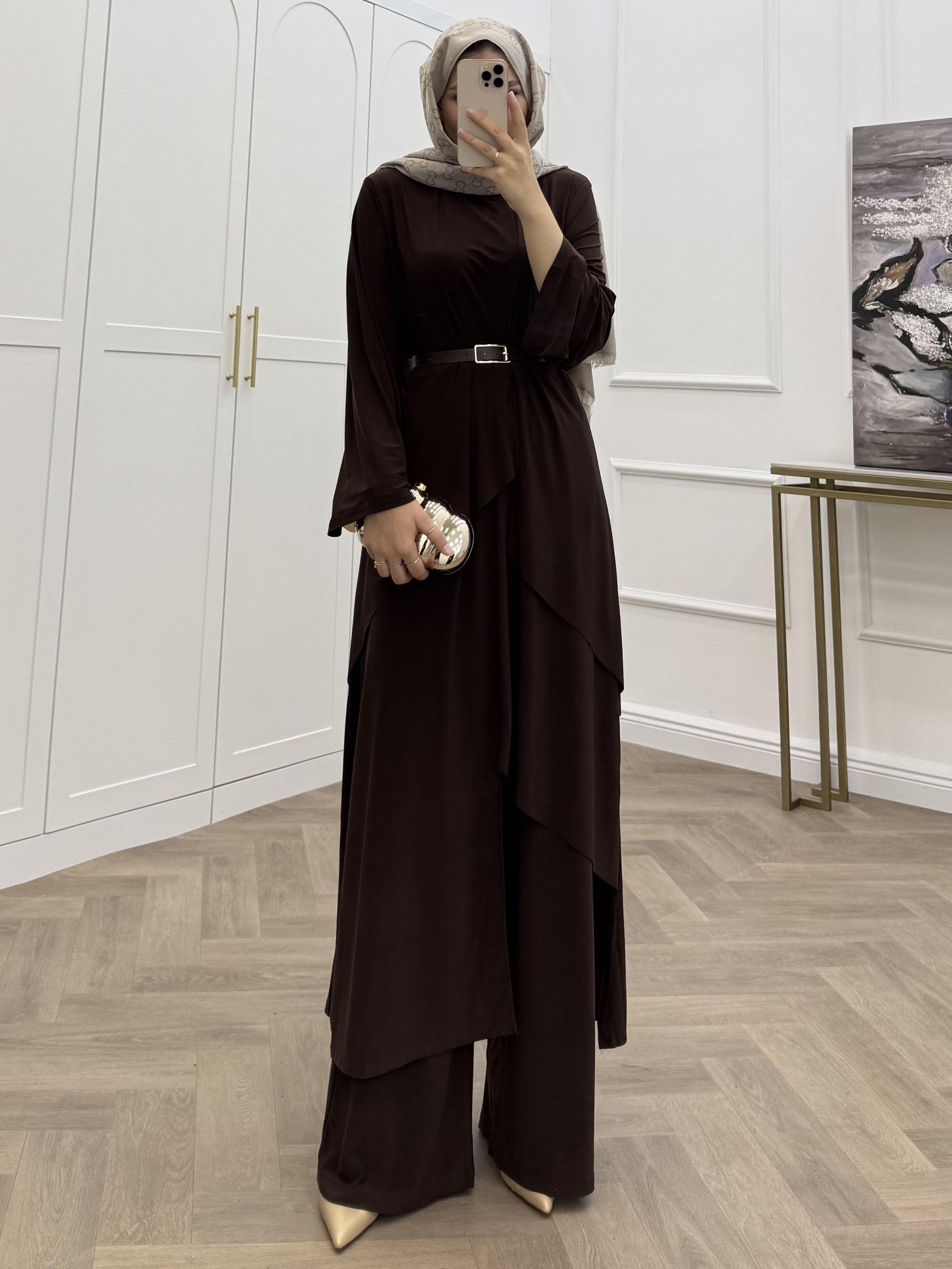 TUNİKLİ SANDY TAKIM KAHVE