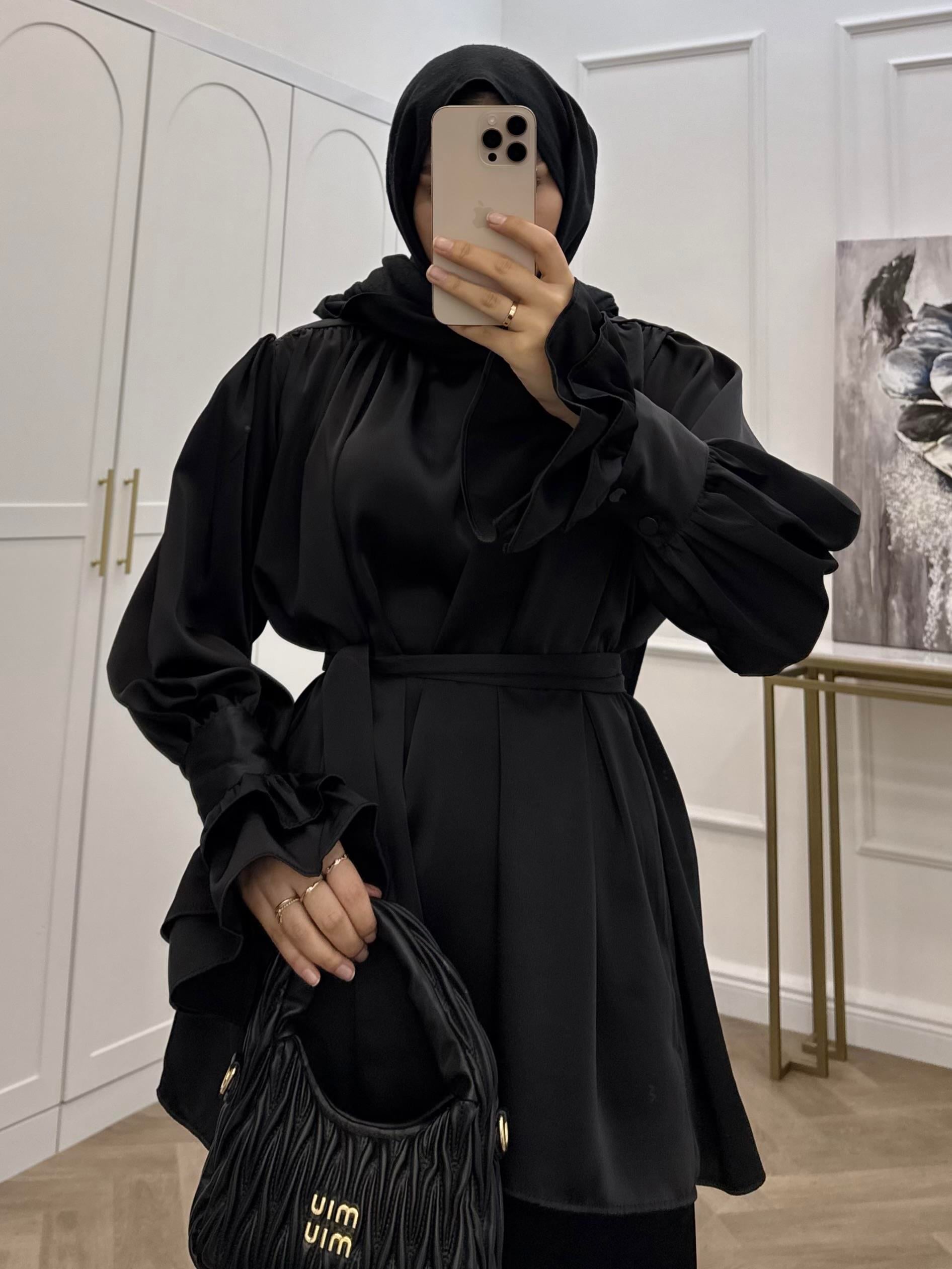 VİOLET SATEN GÖMLEK SİYAH