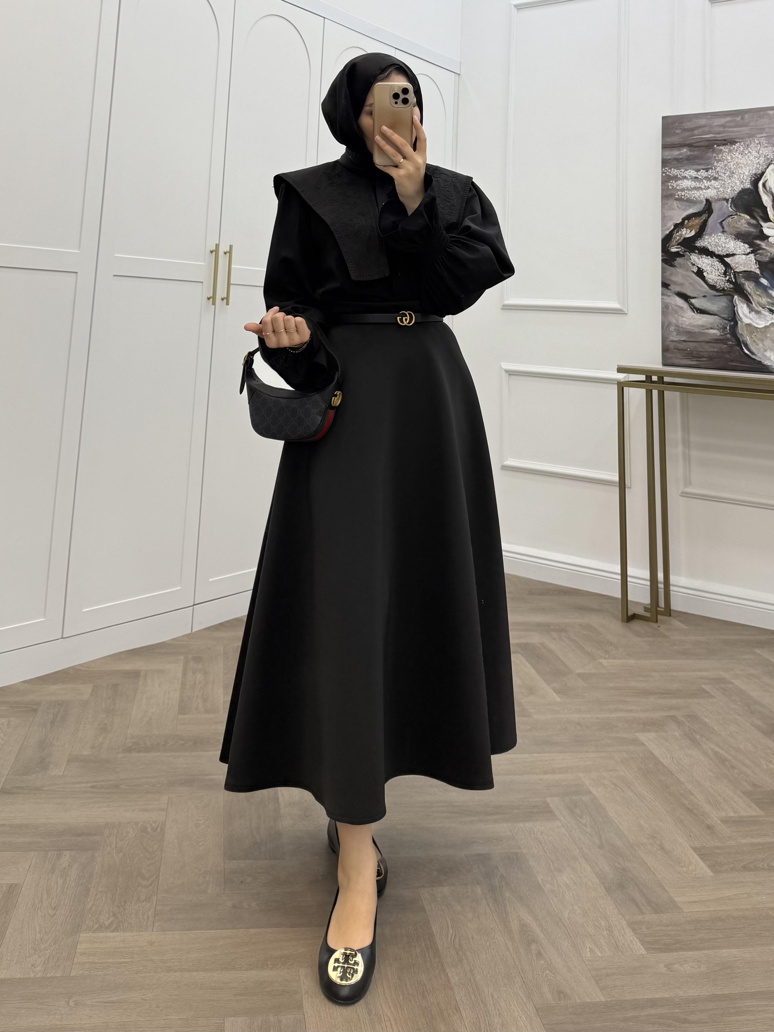 YAKA DETAY GÖMLEK SİYAH