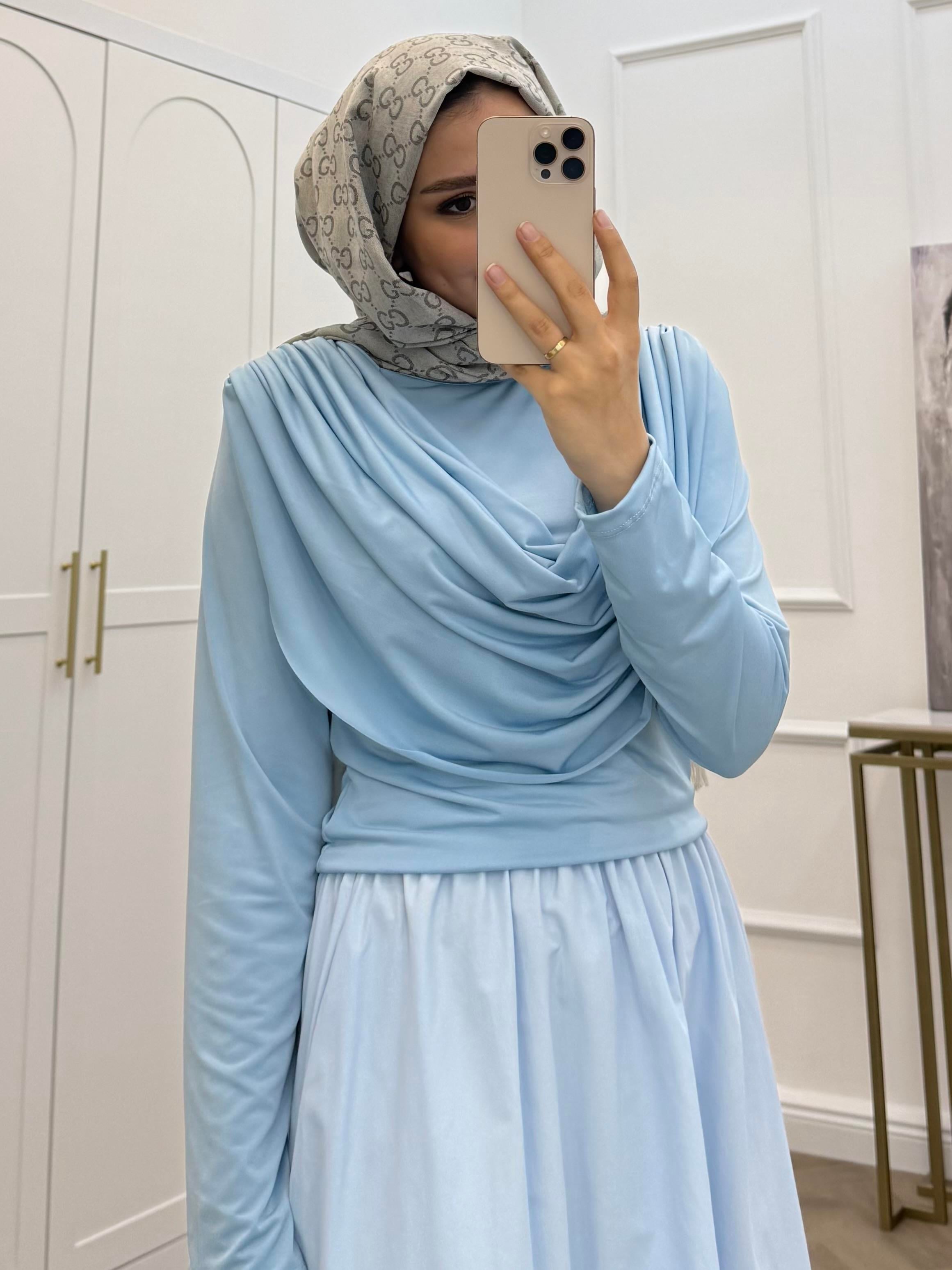 YAKASI DÖKÜMLÜ SANDY BLUZ BEBE MAVİSİ