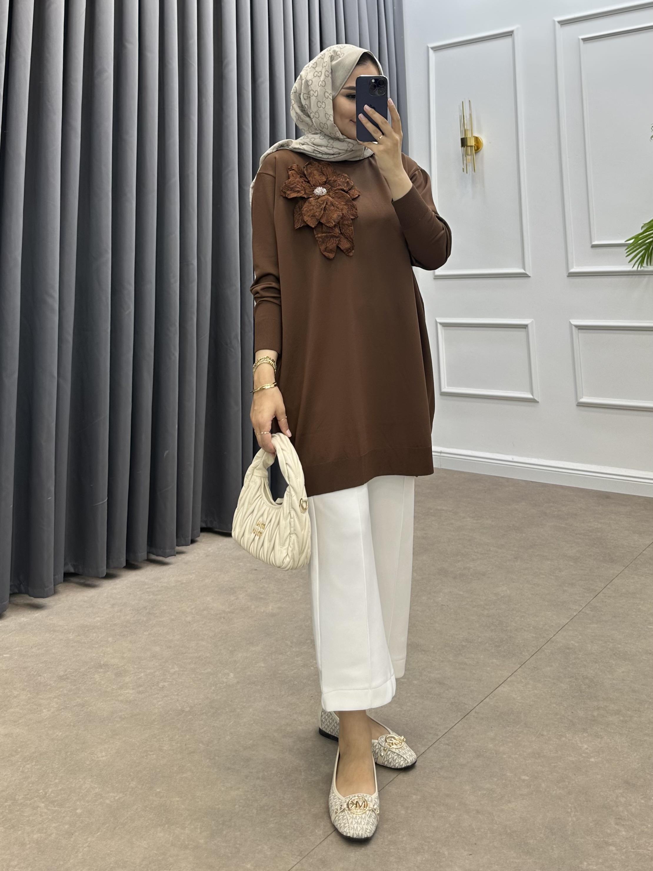 ZAMBAK MERSERİZE TUNİK KAHVE