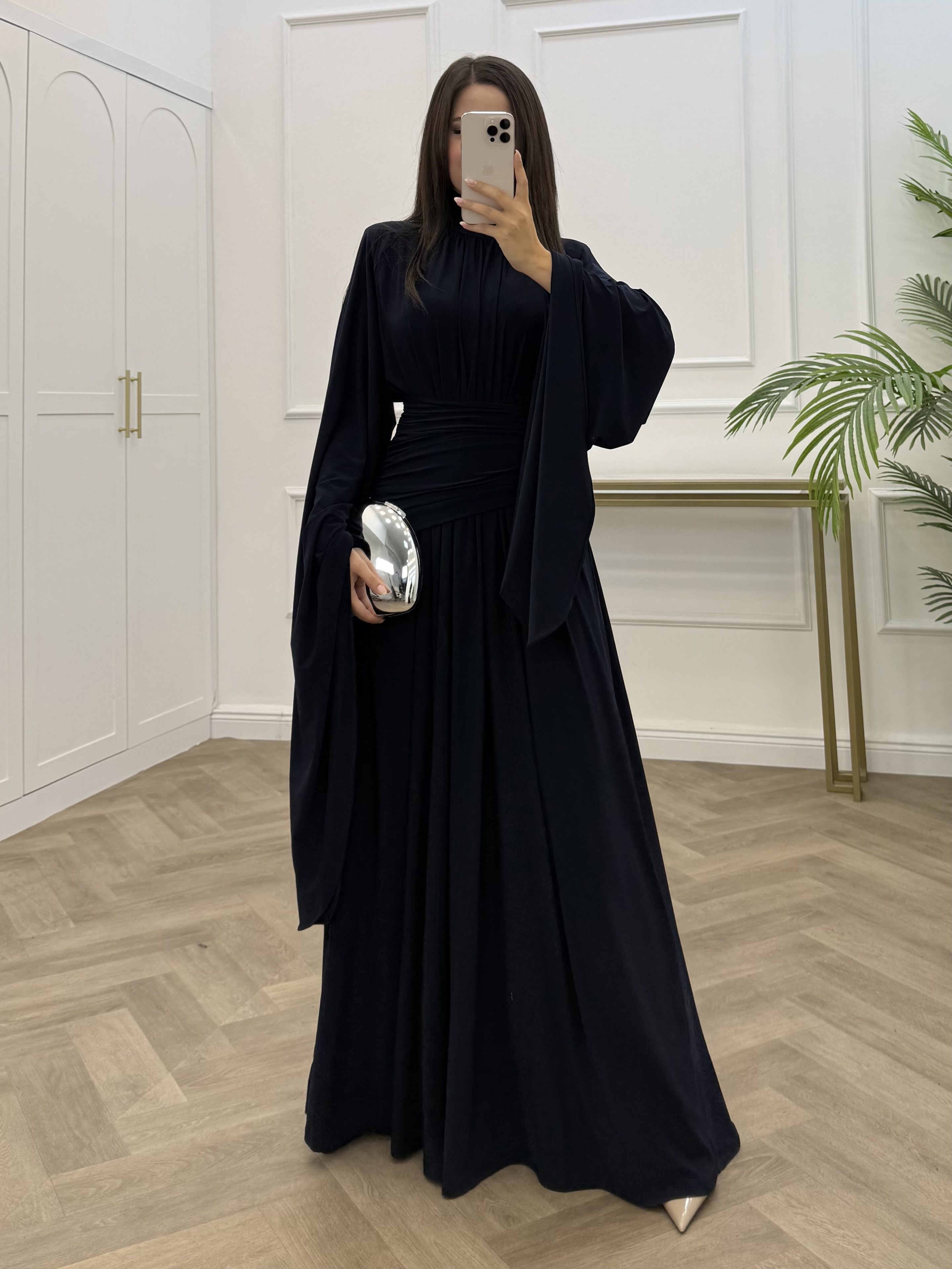 ZİYNET YARASA KOL SANDY ELBİSE LACİVERT
