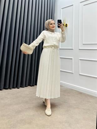 KETEN ETEKLİ TAKIM KREM