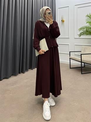 PENSLİ ETEKLİ TAKIM BORDO