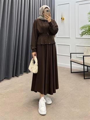 PENSLİ ETEKLİ TAKIM KAHVE