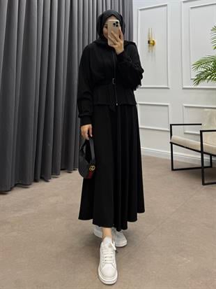 PENSLİ ETEKLİ TAKIM SİYAH