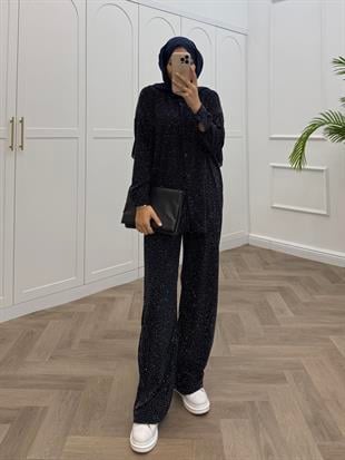 TAŞLI PANTOLONLU TAKIM KOYU LACİVERT