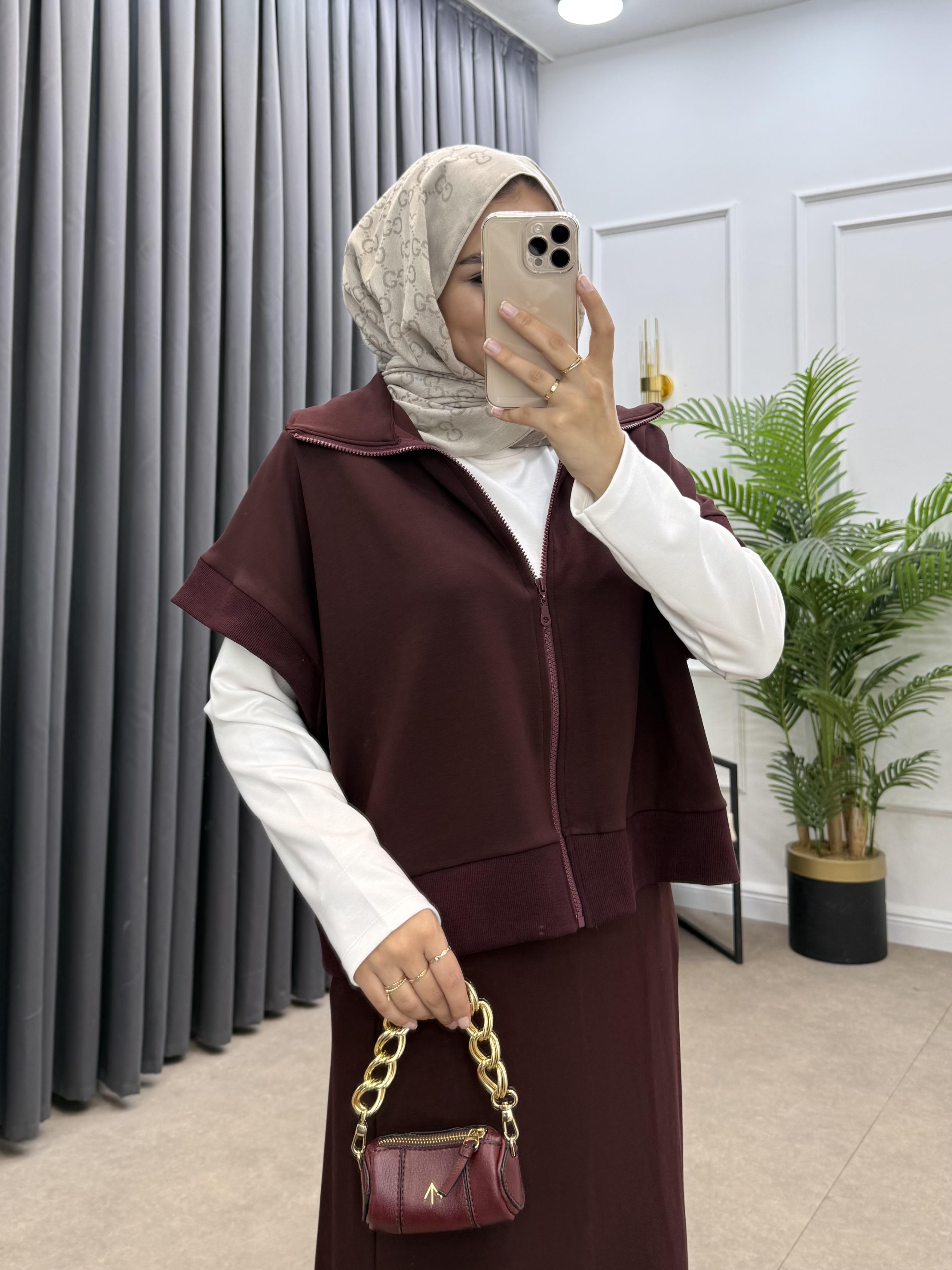  KALEM ETEKLİ YELEKLİ TAKIM BORDO