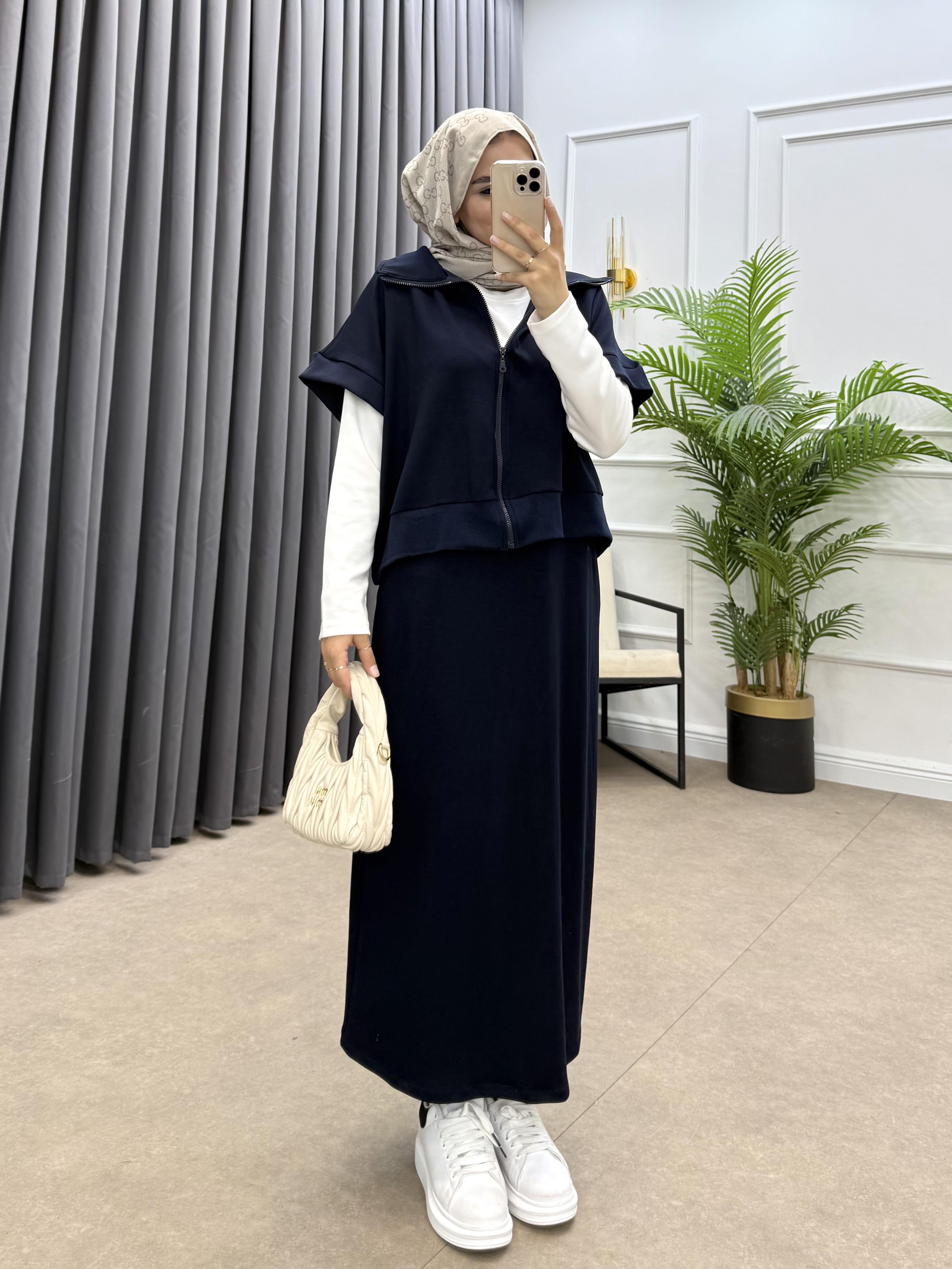  KALEM ETEKLİ YELEKLİ TAKIM LACİVERT